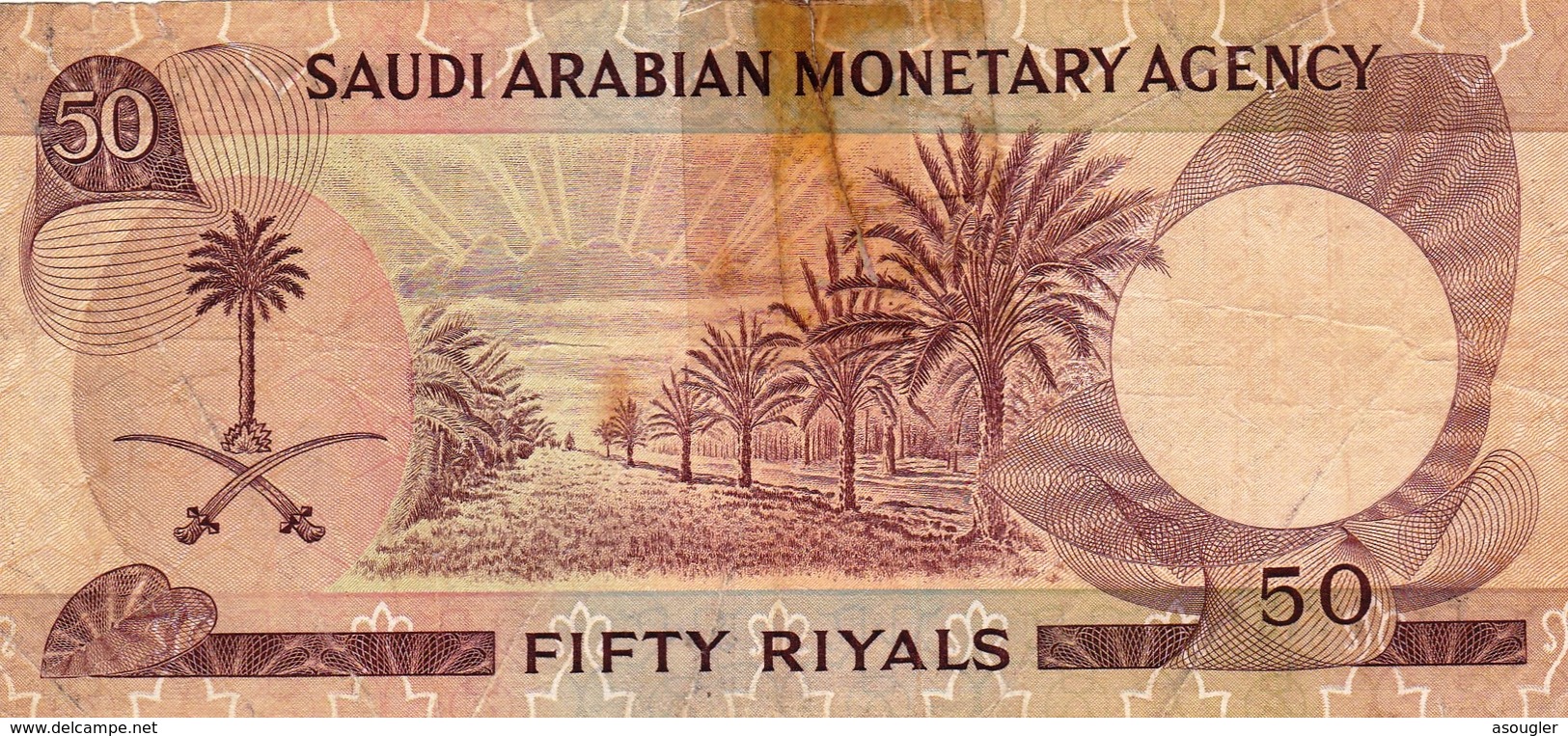 SAUDI ARABIA 50 RIYALS  AH 1379 (1968) VG-F P-14a  (free Shipping Via Registered Air Mail) - Saudi Arabia