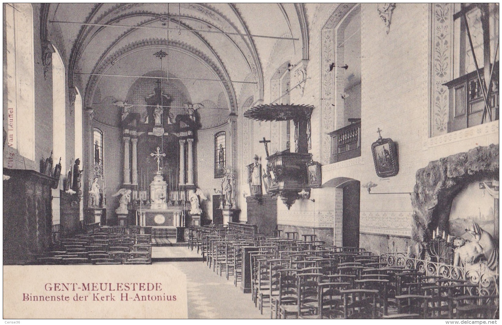 Gent-Meulestede Binnenste Der Kerk H-Antonius Circulée En 1913 (148) - Gent