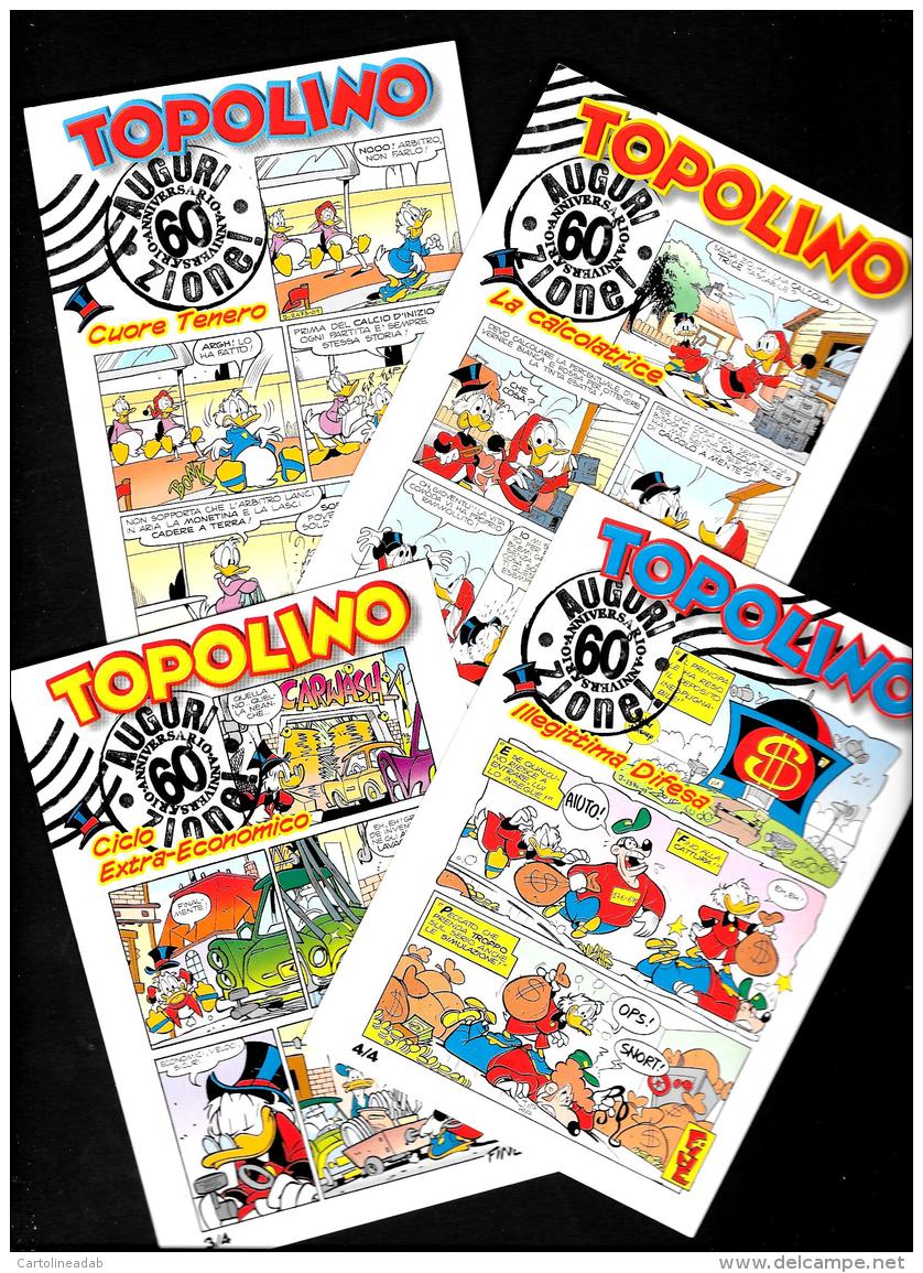 [MD1537] CPM - FUMETTI - SERIE COMPLETA DI N° 4 CARTOLINE - TOPOLINO - 60° ANNIVERSARIO - AUGURI ZIONE! - NV - Fumetti