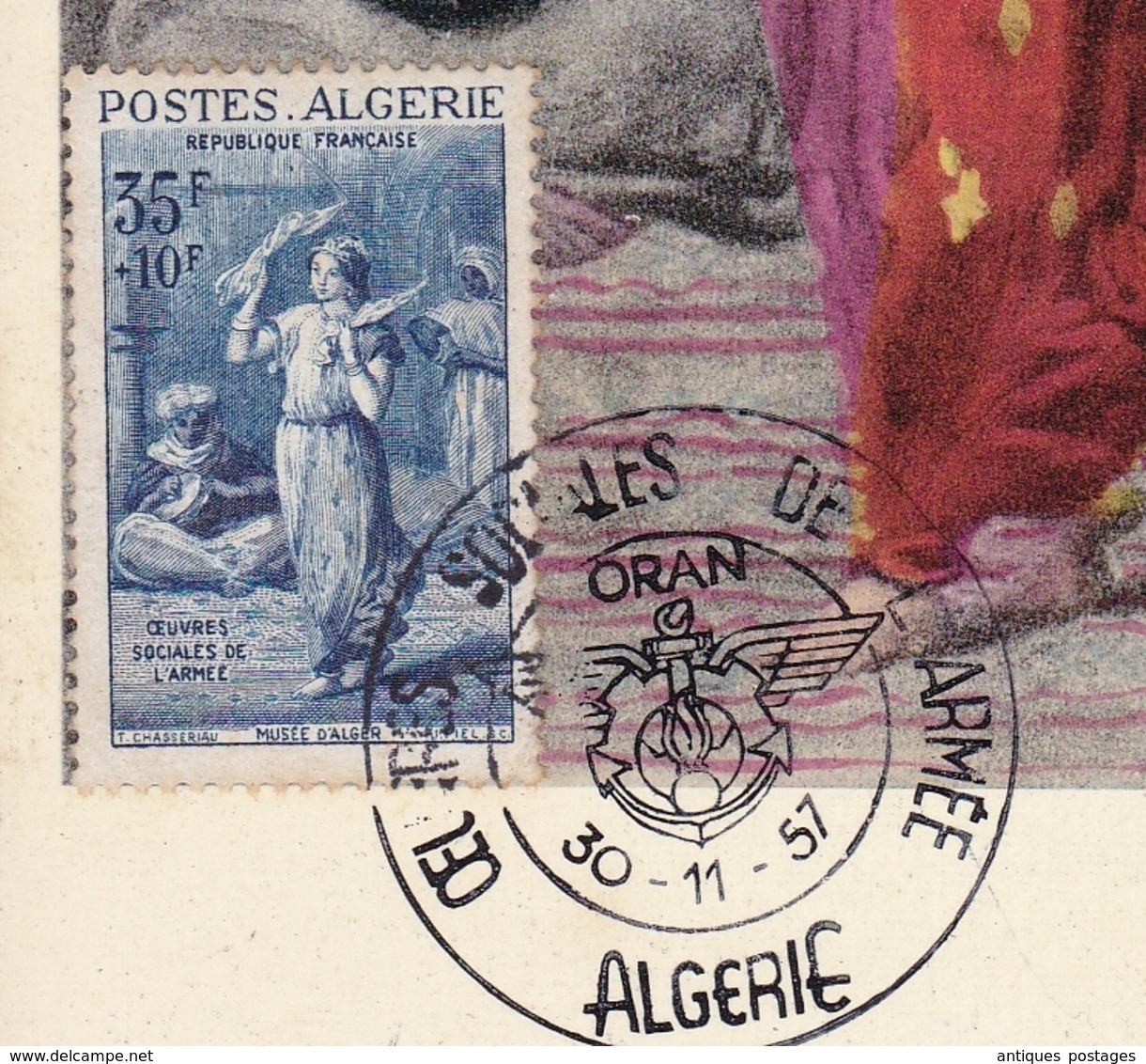 Carte Postale Algérie Oran 1957 Oeuvres Sociales De L'Armée - Maximumkarten