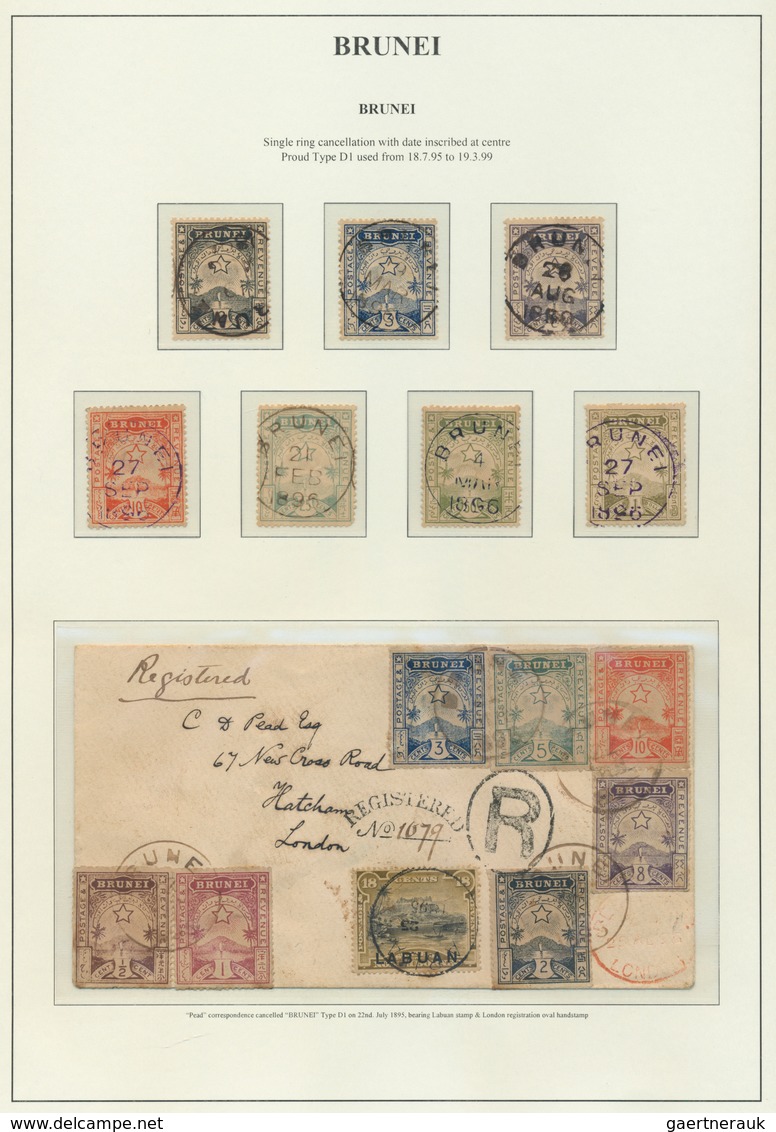 05001 Brunei: 1895 First Issue ½c. To 10c. Used On Registered Cover To London, Tied By "BRUNEI/22/JUL/1895 - Brunei (1984-...)