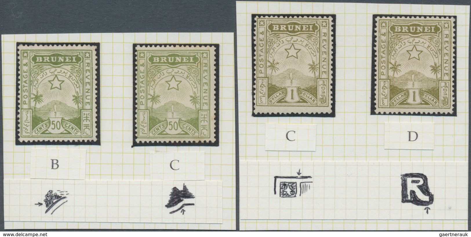 05007 Brunei: 1895, Star And Local Scene 25c. Turquise-green In Three Types, 50c. Yellow-green And $1 Yell - Brunei (1984-...)