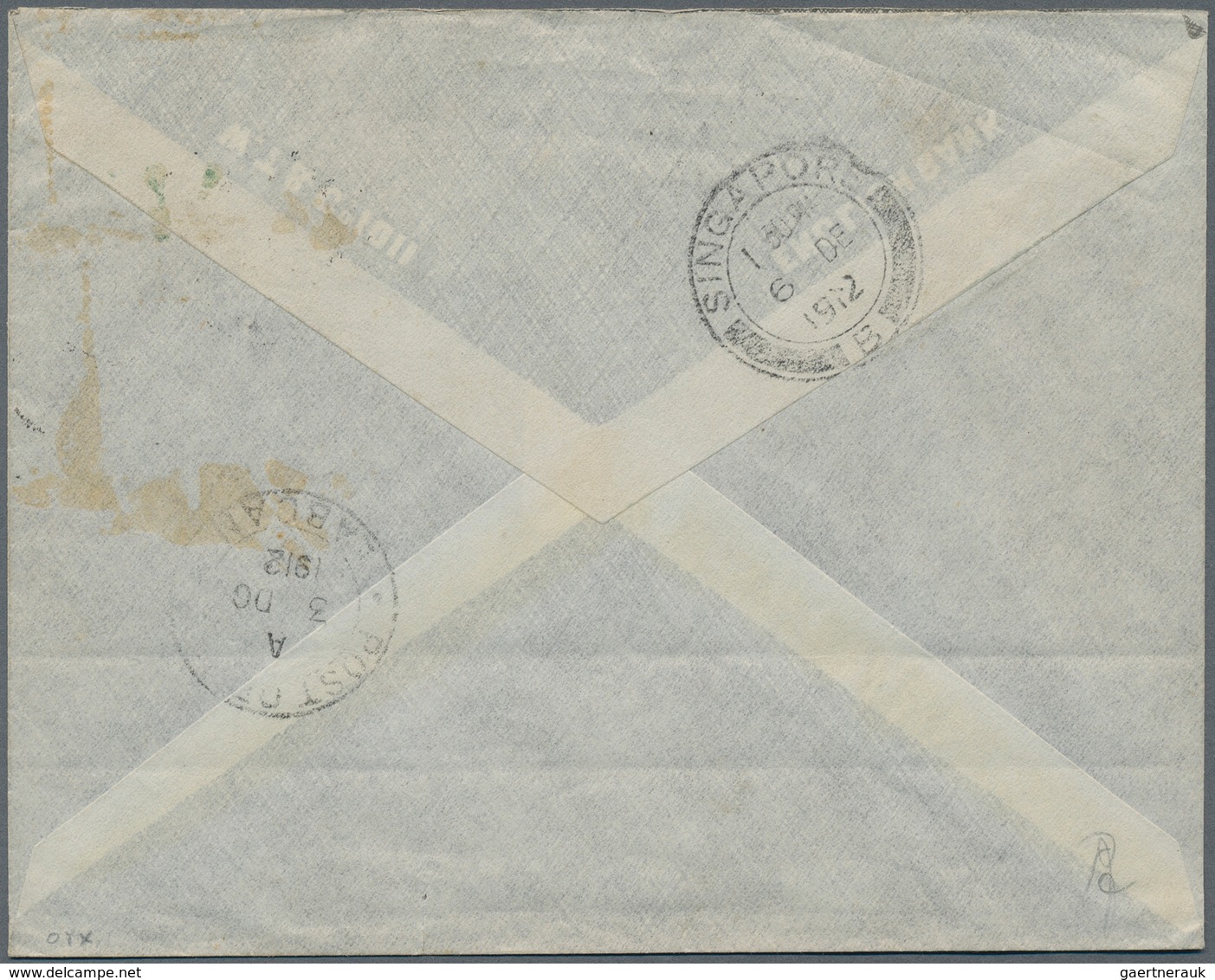 05019 Brunei: 1912, 1 C Green And 2 C Black And Brown, Mixed Franking On Cover With Single Circle Dater BR - Brunei (1984-...)