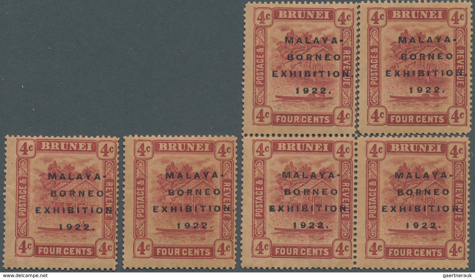 05032 Brunei: 1922 Malaya-Borneo Exhibition Group Of 25 Mint Stamps Denom. 2c.(x8), 3c.(x6), 4c.(x6) And 5 - Brunei (1984-...)