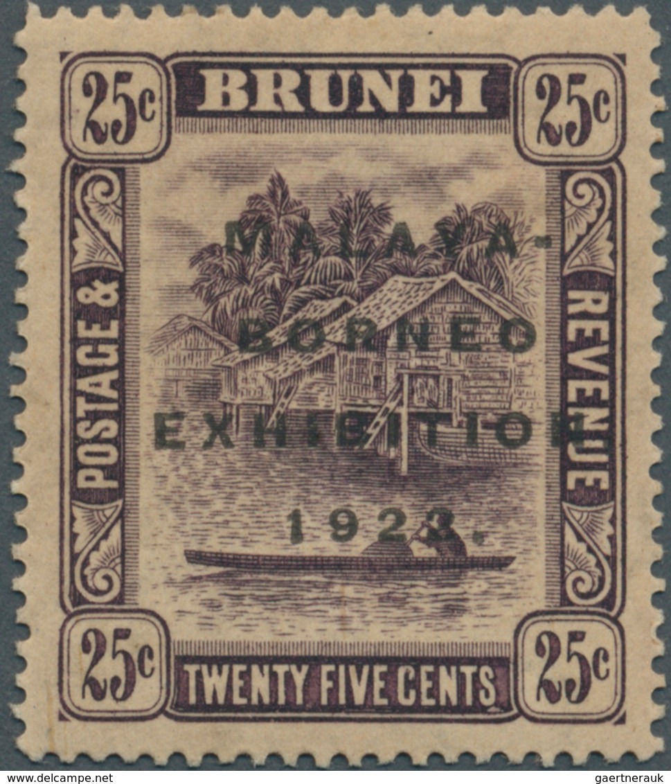 05033 Brunei: 1922, Malaya-Borneo Exhibition 25c. Deep Dull Purple With REVERSED Watermark, Mint Hinged Wi - Brunei (1984-...)