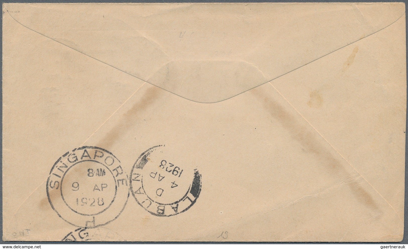 05037 Brunei: 1928, 4 C Maroon And 8 C Ultramarine, Mixed Franking On Cover With Cds BRUNEI, 4 APR 1928 (P - Brunei (1984-...)