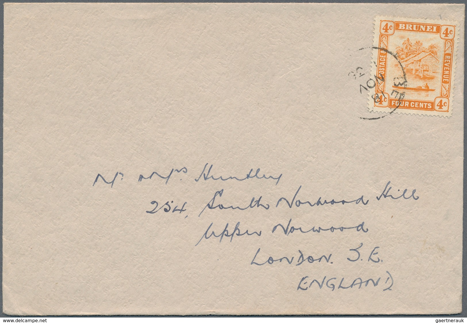 05097 Brunei - Stempel: 1936, 4 C Orange, Single Franking On Printed Matter Cover, Tied By Part Of Single - Brunei (1984-...)