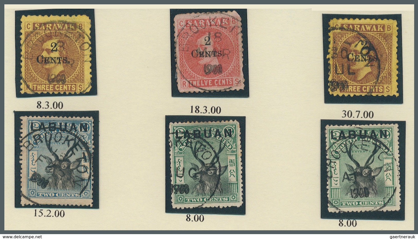 05104 Brunei - Stempel: BROOKETON (type D1): 1895-1900, Nice Group Of Nine Single Stamps From Sarawak Or L - Brunei (1984-...)