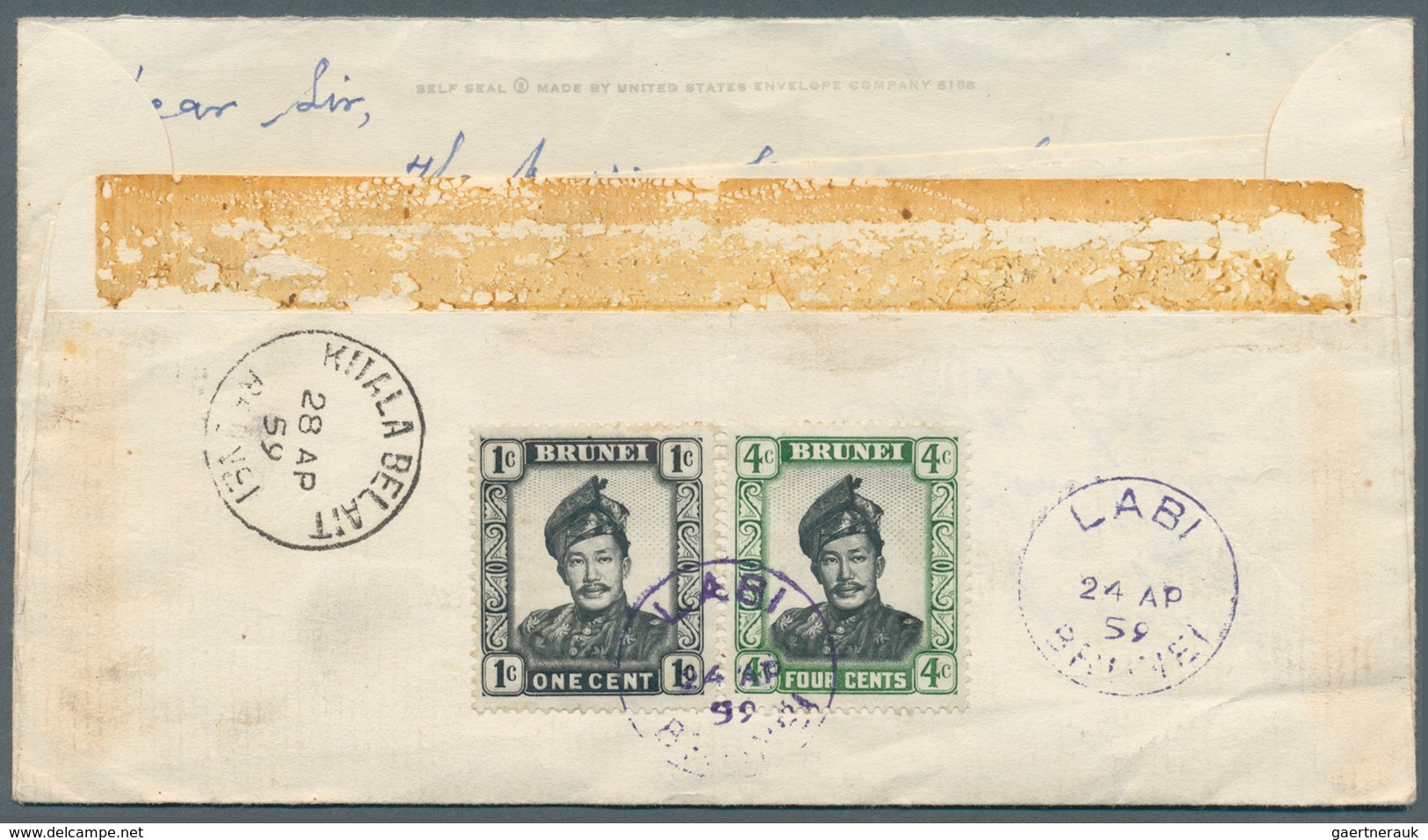 05106 Brunei - Stempel: LABI (type D1): 1959/60, Airmail Cover To USA (24.4.59) And Printed Matter To Jess - Brunei (1984-...)