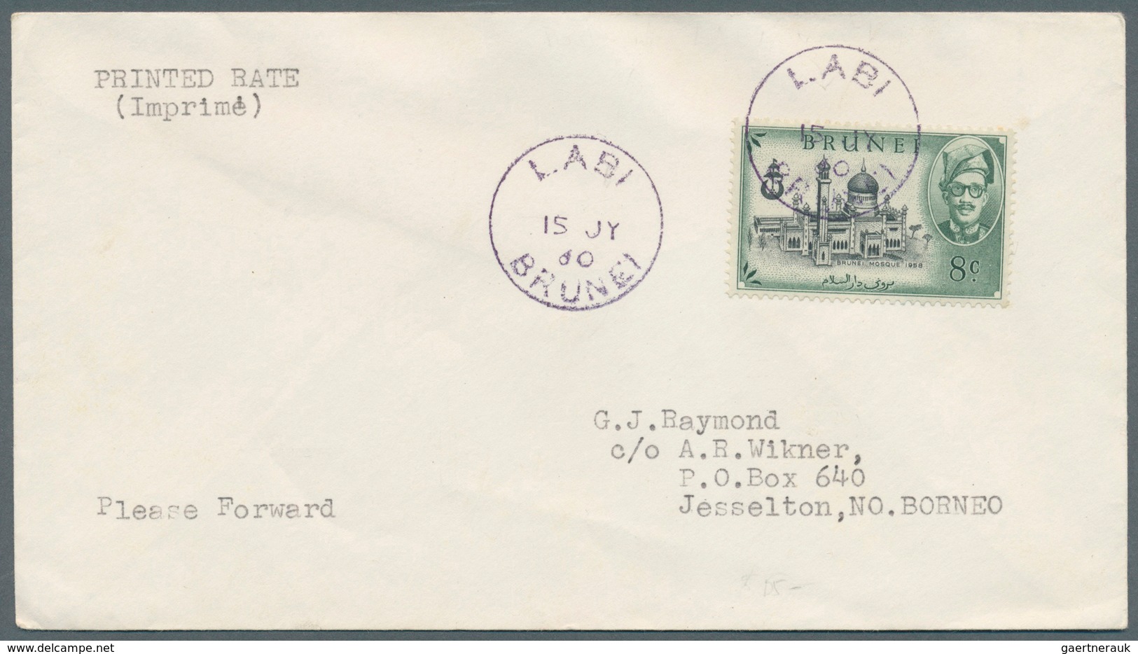05106 Brunei - Stempel: LABI (type D1): 1959/60, Airmail Cover To USA (24.4.59) And Printed Matter To Jess - Brunei (1984-...)