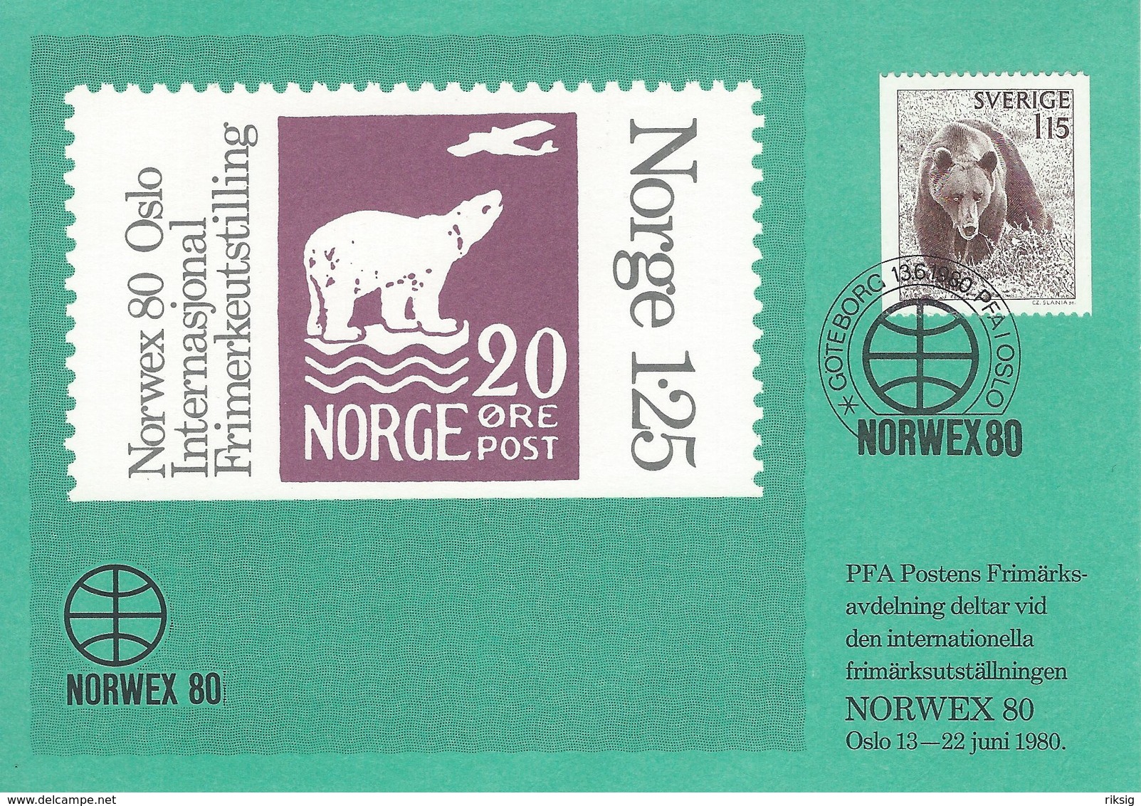 Stamp Exhibition "Norwex 80"  Swedish Stamp. A-269 - Stamps (pictures)