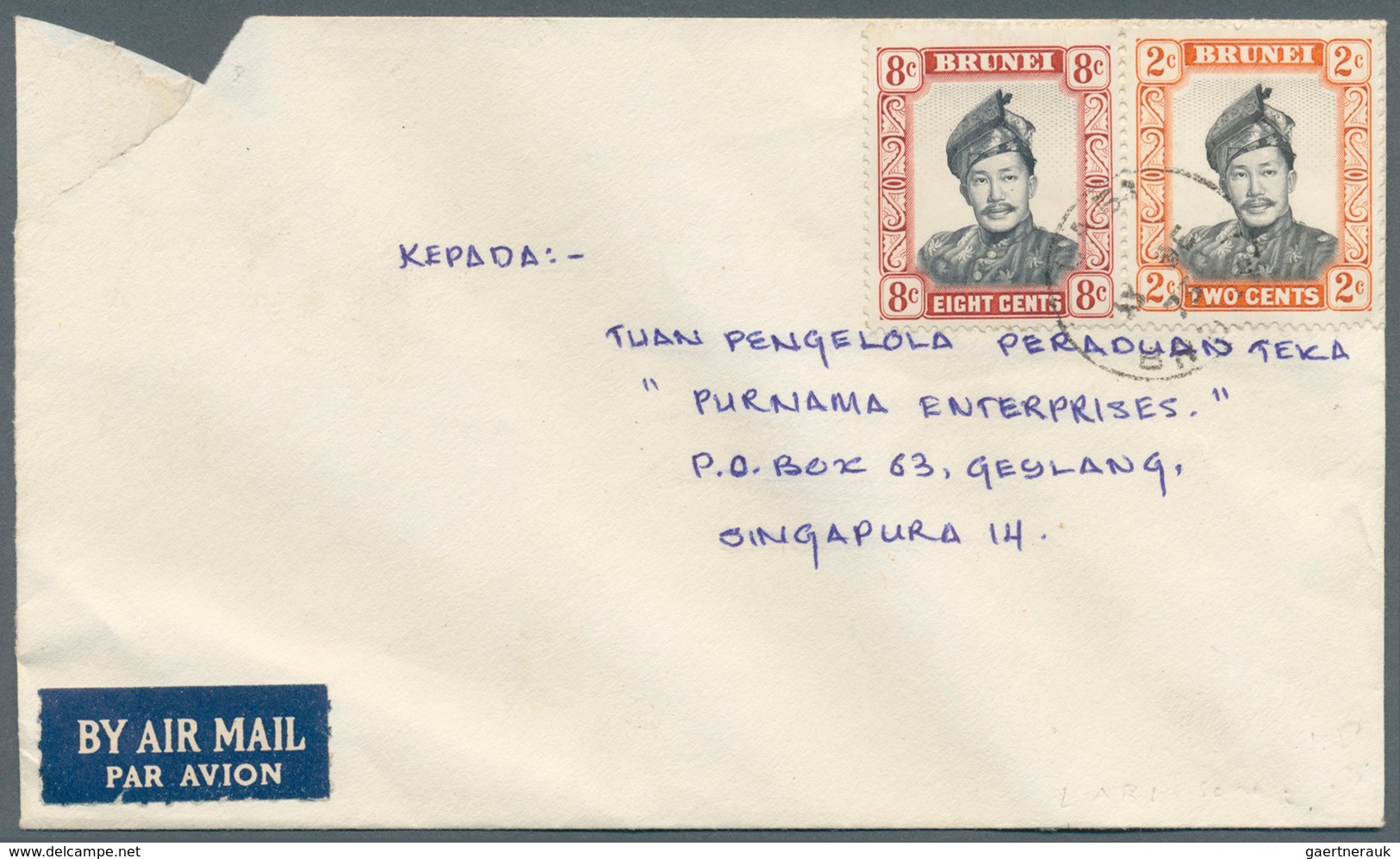 05107 Brunei - Stempel: LABI (type D2): 1968/74, Four Covers Incl. Airmails And Two Registered With Black/ - Brunei (1984-...)