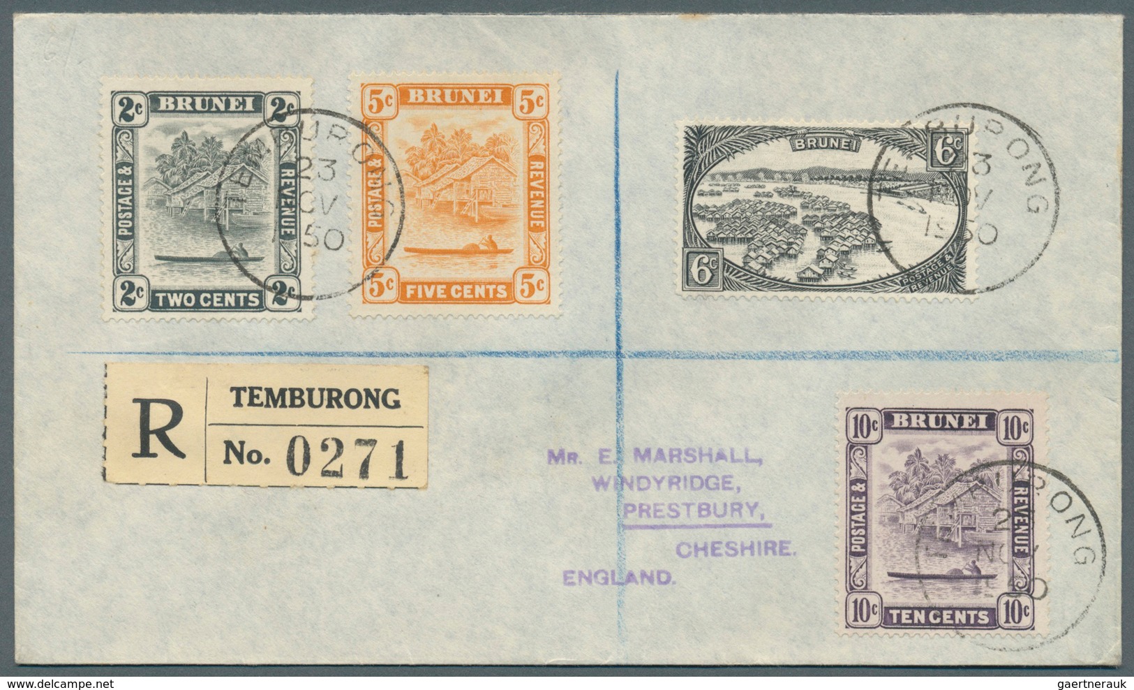 05122 Brunei - Stempel: TEMBURONG (type D6): 1947 (18.12.). Locally Adressed Cover With Correct 5c Local L - Brunei (1984-...)