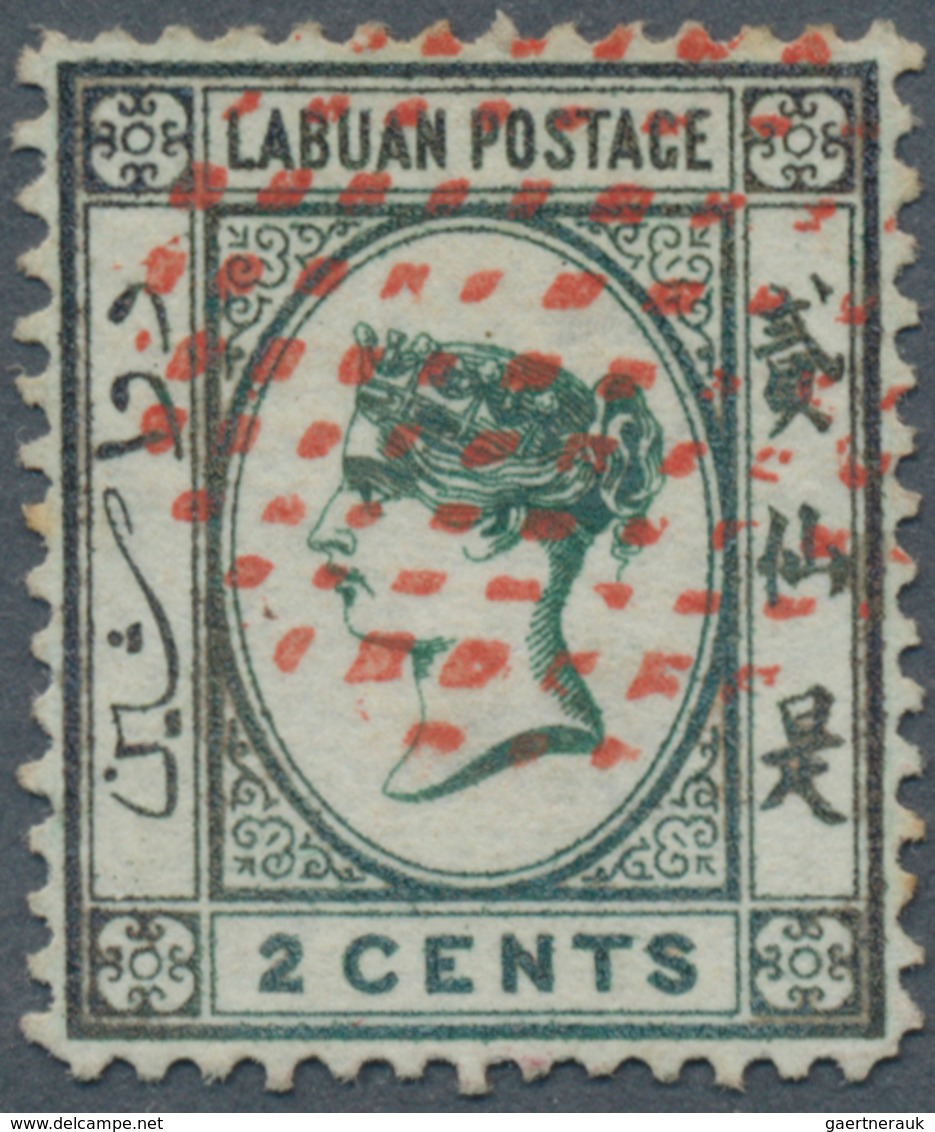 05133 Labuan: 1879, QV 2c. Blue-green Wmk. CA Over Crown Fine Used With Red Dotted Cancel But Little Disco - Sonstige & Ohne Zuordnung
