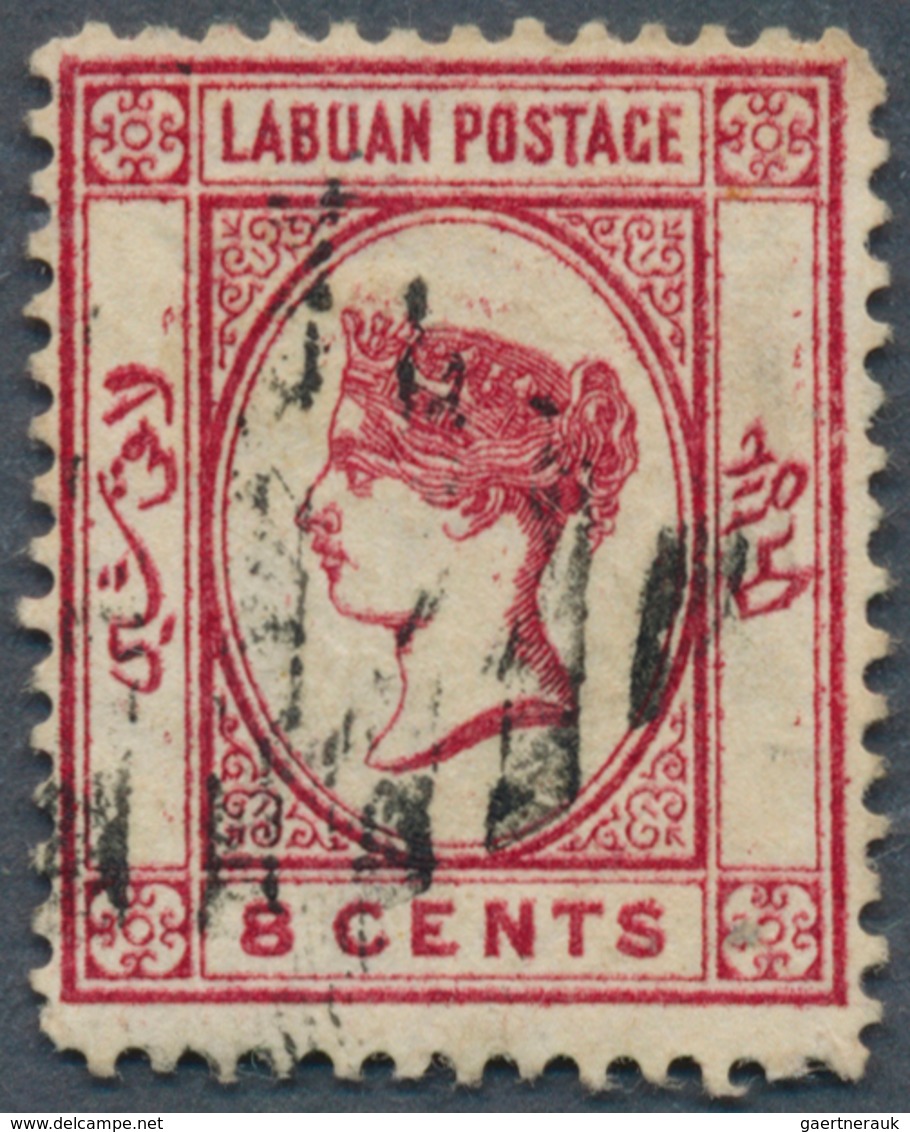 05143 Labuan: 1882, QV 8c. Carmine Wmk. Crown CC With Variety 'NO DOT AT LOWER LEFT', Fine Used And Scarce - Sonstige & Ohne Zuordnung