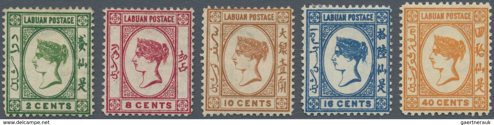 05158 Labuan: 1883, QV With Wmk. Crown CA Complete Set Of Five Mint Hinged, Scarce Set! SG. £ 475 - Other & Unclassified