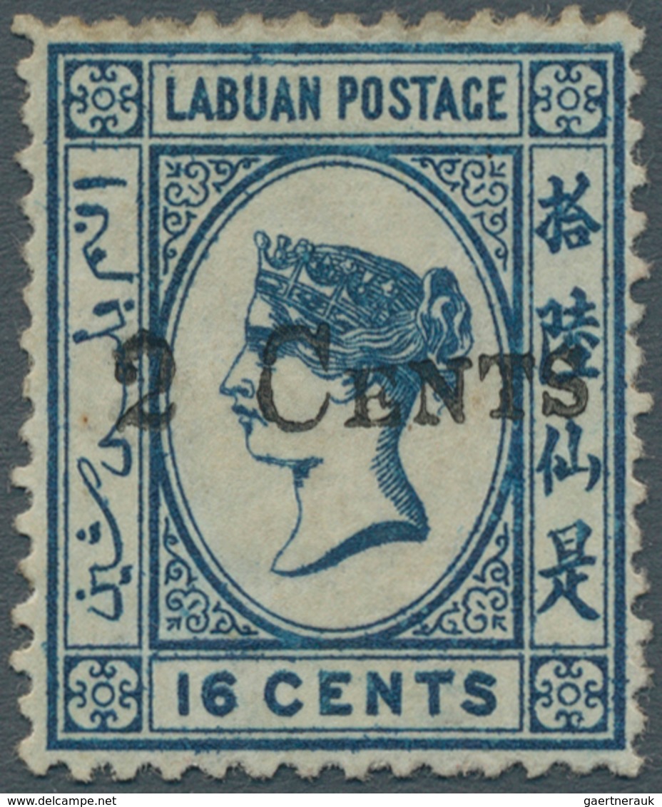 05161 Labuan: 1885 2c. On 16c. Blue, Wmk Crown CC Reversed, Mounted Mint With Part Original Gum, Fine. BPA - Other & Unclassified