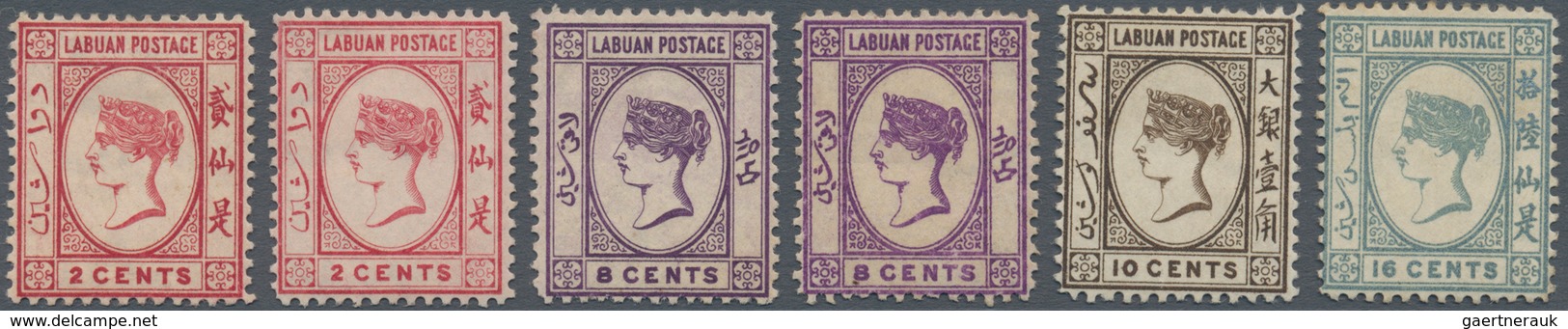 05170 Labuan: 1885/1886, QV Colour Changes With Wmk. Crown CA Complete Set Of Four And Additional 2c. And - Other & Unclassified