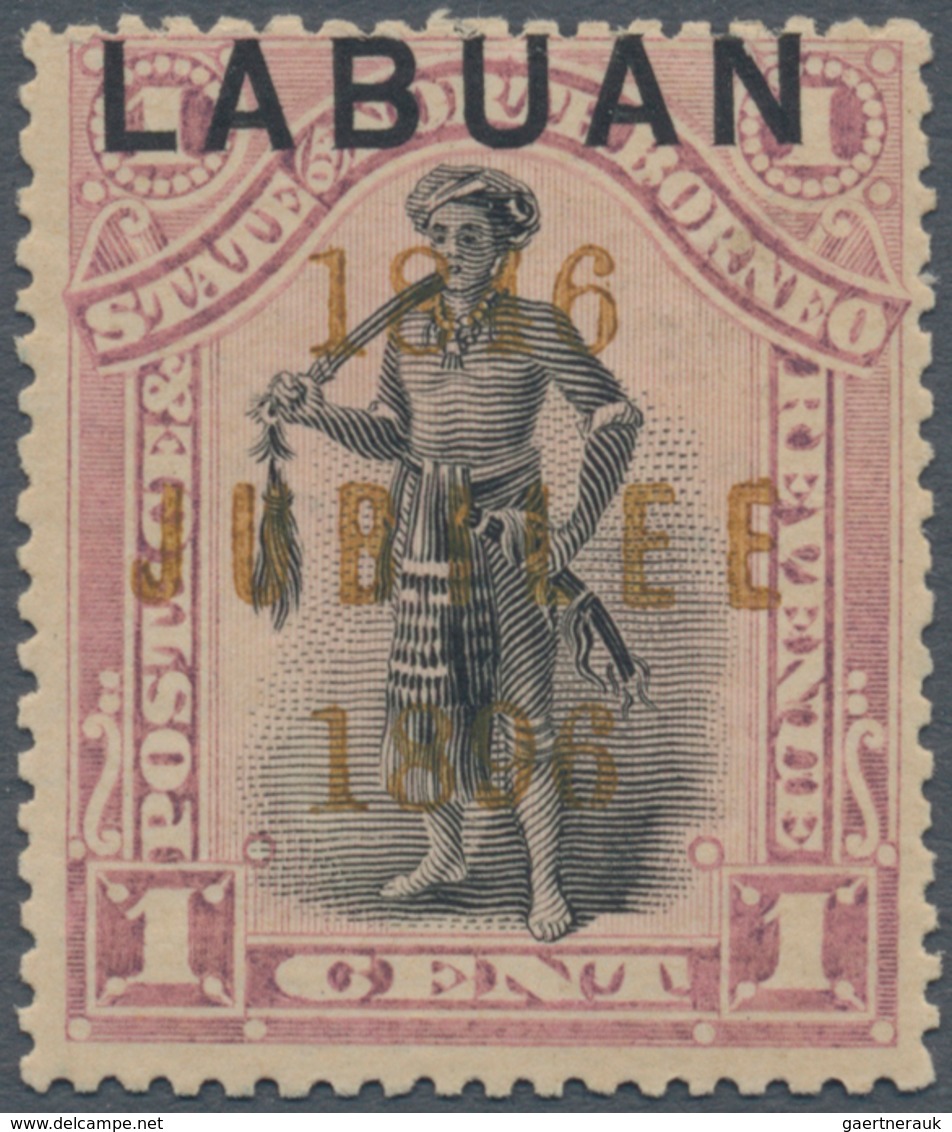 05197 Labuan: 1896, Jubilee Of Cession Of Labuan To Gt. Britain 'Dyak Chief' 1c. Black And Grey-mauve With - Other & Unclassified