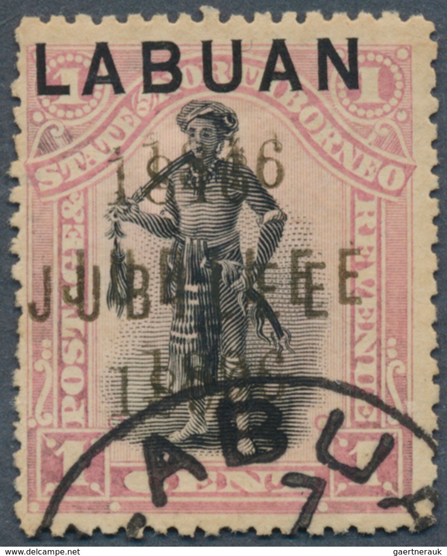 05199 Labuan: 1896, Jubilee Of Cession Of Labuan To Gt. Britain 'Dyak Chief' 1c. Black And Grey-mauve With - Other & Unclassified