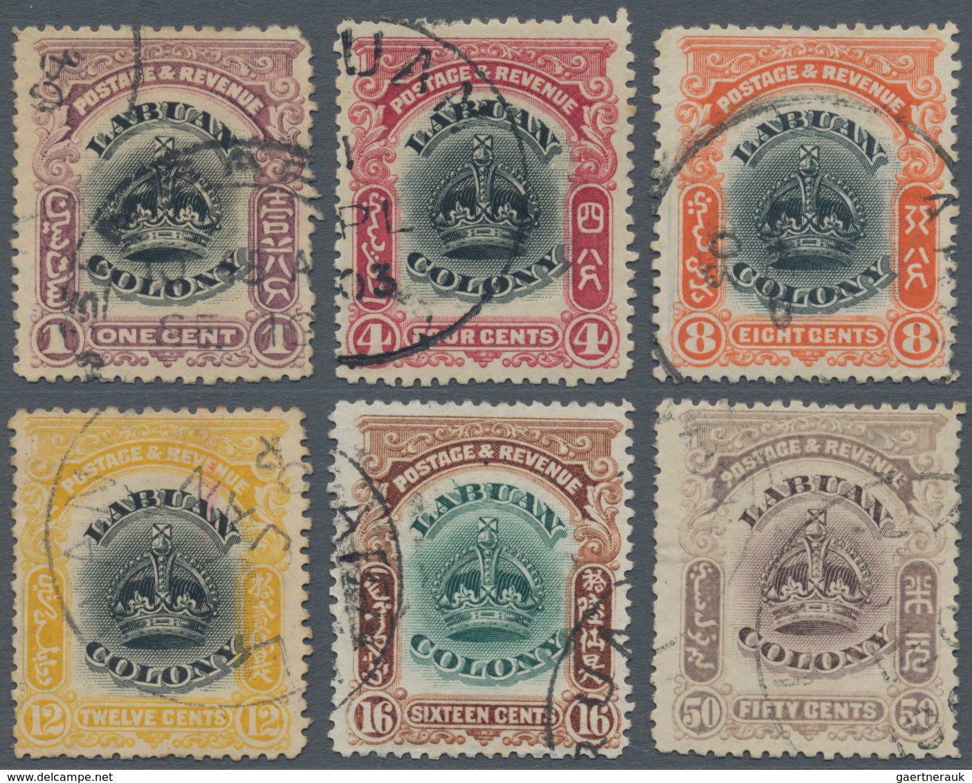 05216 Labuan: 1902, Labuan Colony Six Different Stamps With Variety 'LINE THROUGH B OF LABUAN' Incl. 1c. B - Other & Unclassified