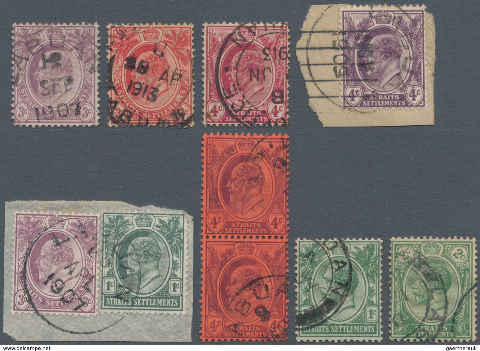 05221 Labuan: 1904/1920's, Ten Stamps Of Straits Settlements Used In LABUAN, With Eight KEVII. Stamps (1c. - Other & Unclassified