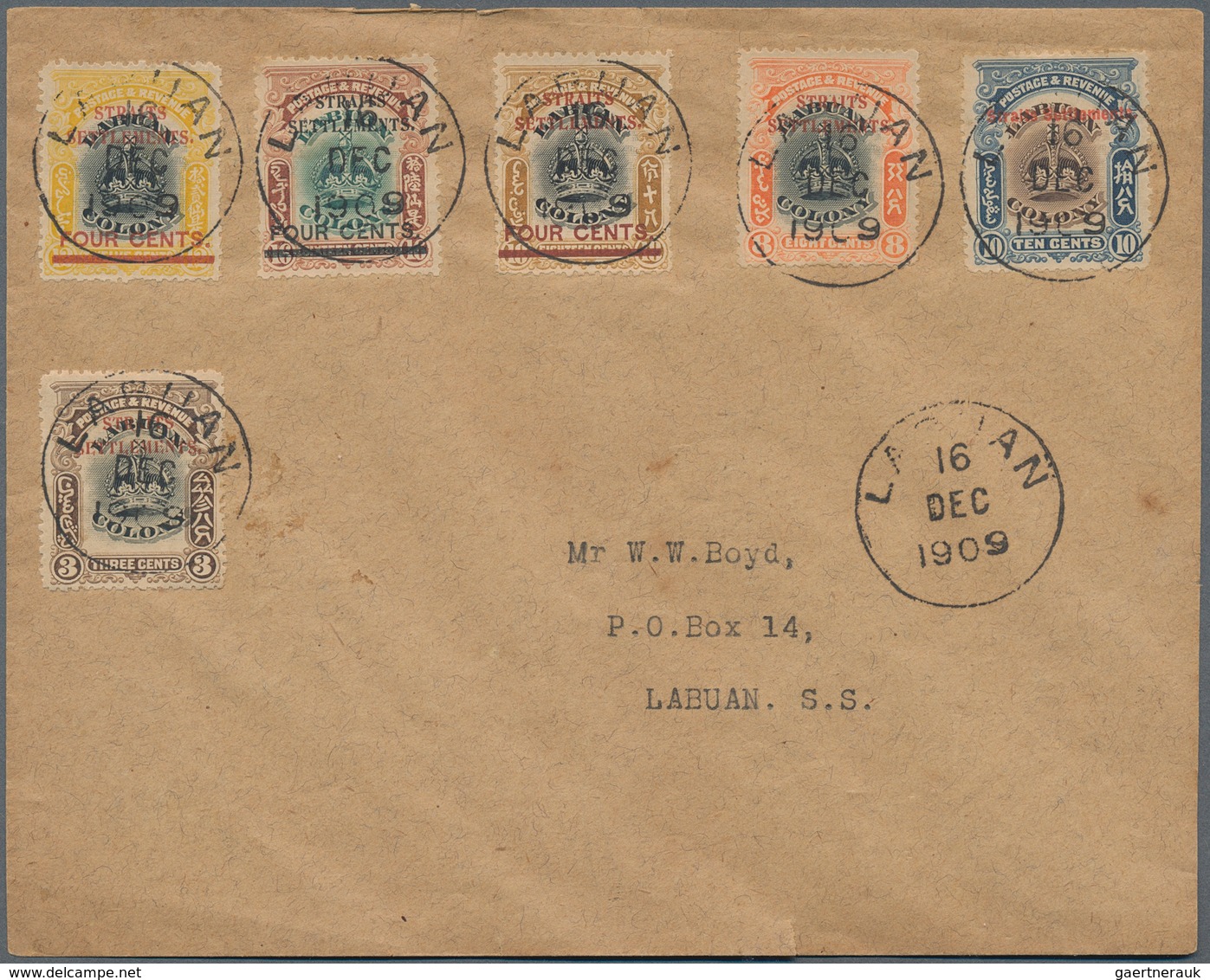 05227 Labuan: 1909 Locally Labuan Addressed Cover Franked By Straits Settlements 1906-07 Optd. Labuan Stam - Other & Unclassified