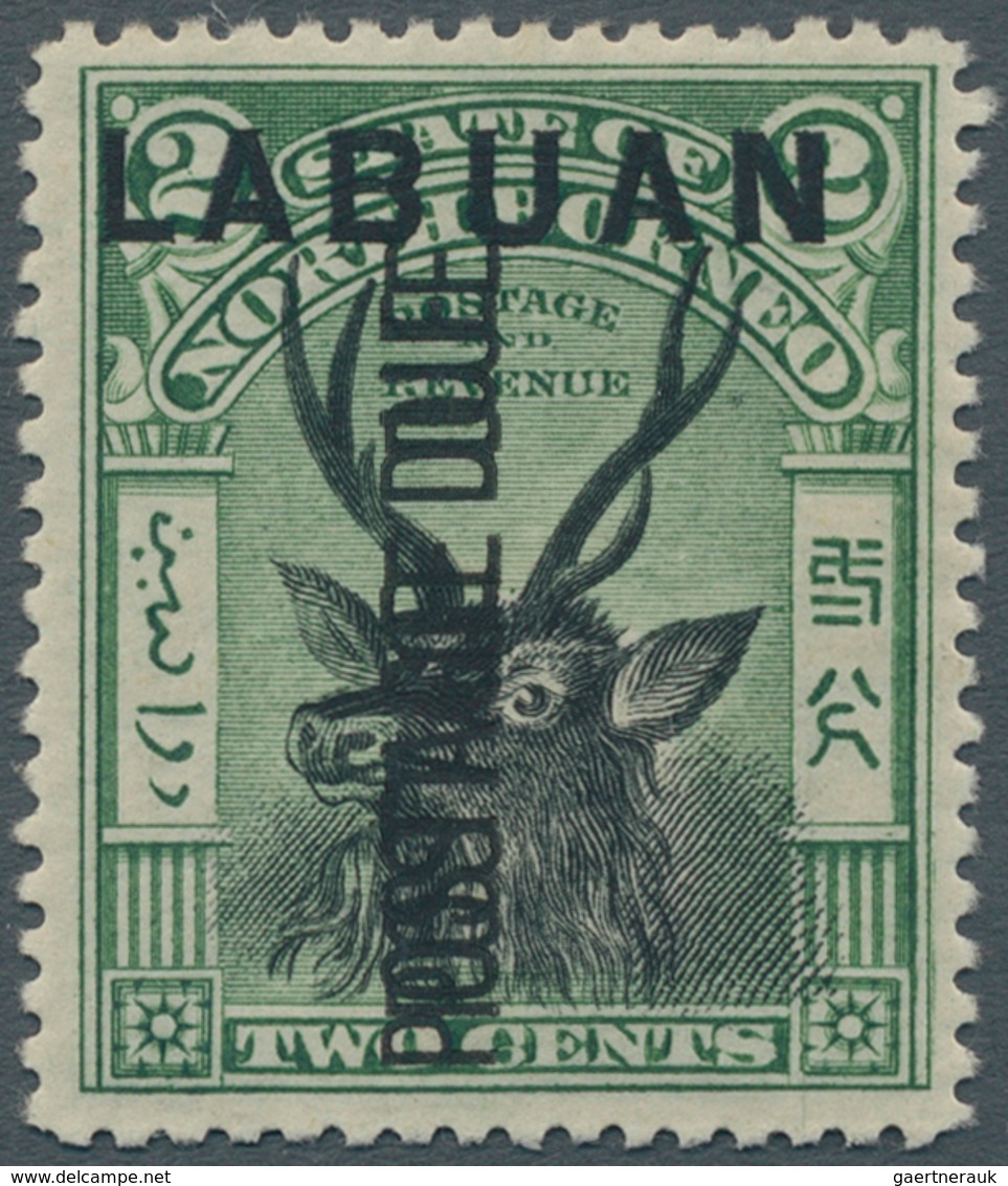 05252 Labuan - Portomarken: 1901 Postage Due 2c. Black & Green, Perf 13½-14, Variety "Surcharge Double", M - North Borneo (...-1963)