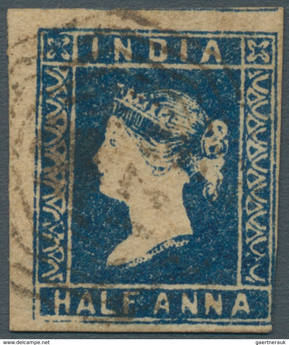 05259 Malaiische Staaten - Straits Settlements: 1854 India Lithographed ½a. Blue, Die I, Used In SINGAPORE - Straits Settlements