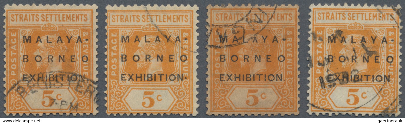 05375 Malaiische Staaten - Straits Settlements: 1922, Malaya-Borneo Exhibition 5c. Orange Wmk. Mult. Scrip - Straits Settlements