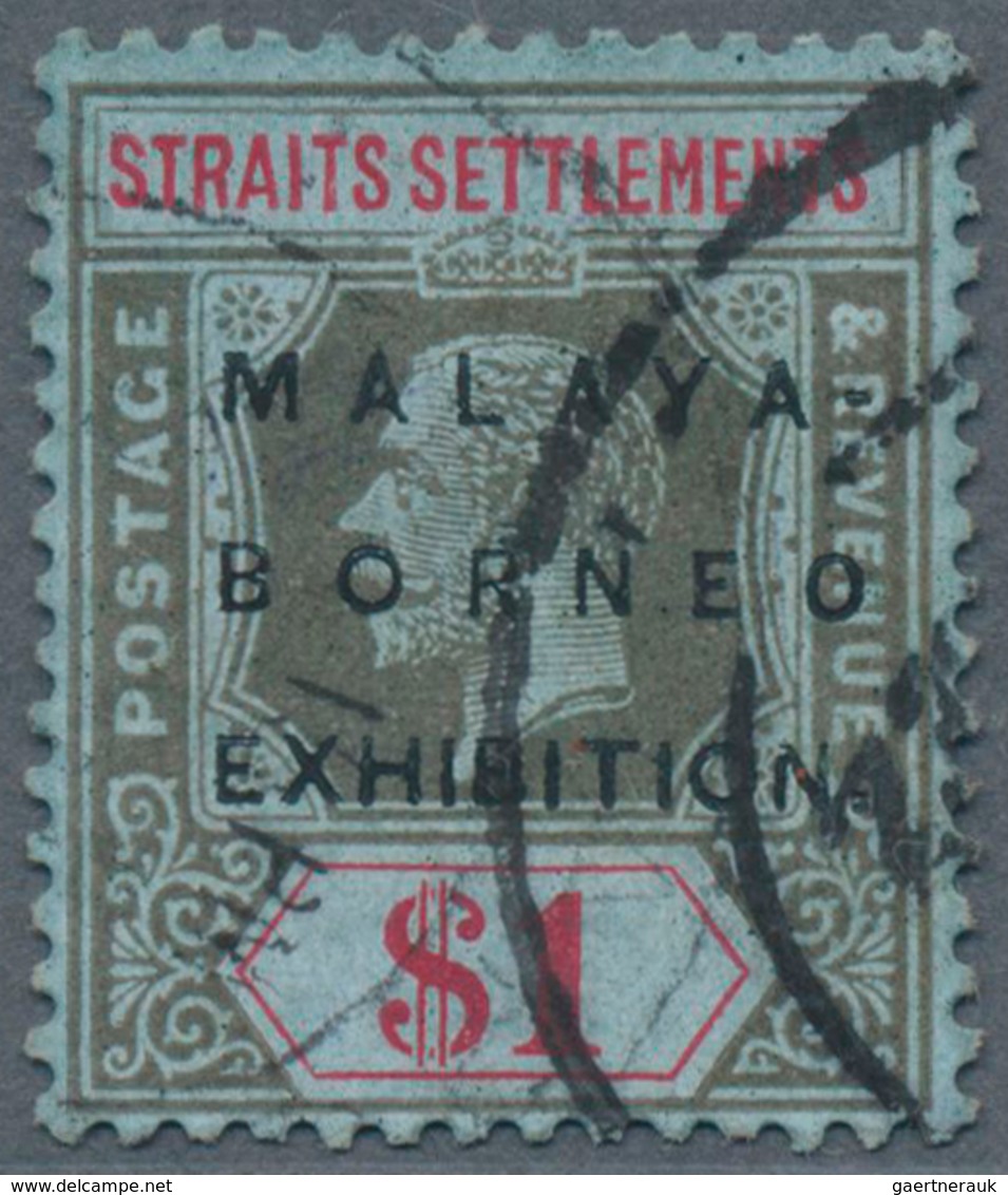 05376 Malaiische Staaten - Straits Settlements: 1922, Malaya-Borneo Exhibition $1 Black And Red/blue Wmk. - Straits Settlements