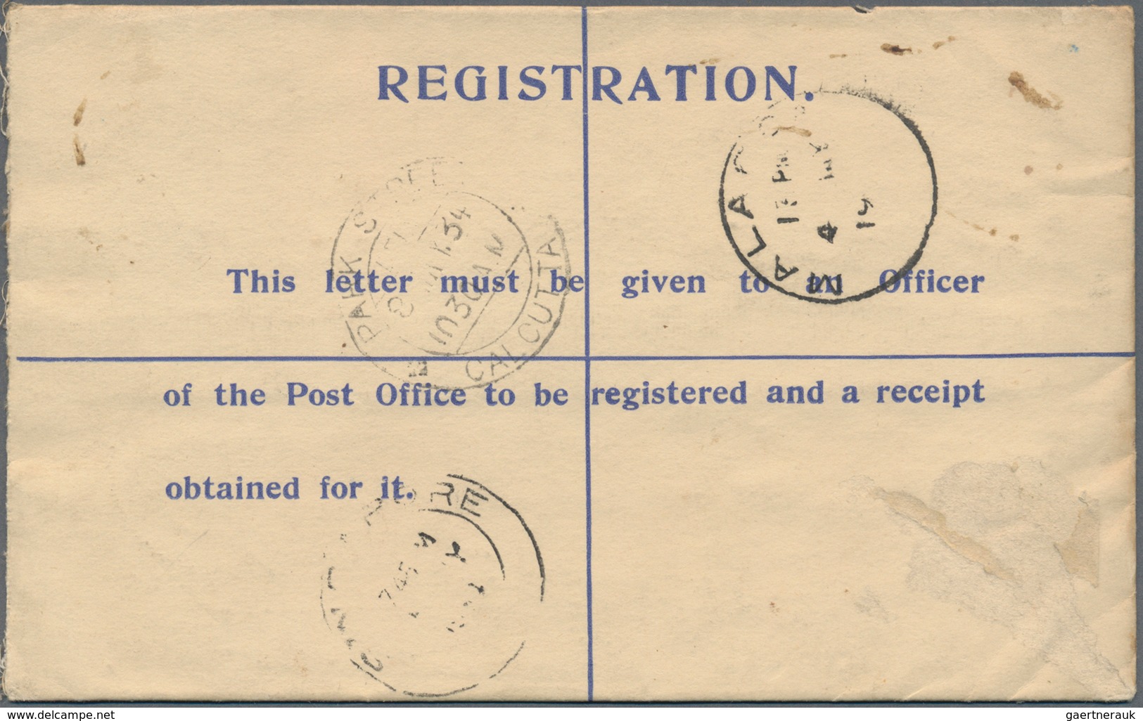 05437 Malaiische Staaten - Straits Settlements: 1934, Registration Envelope KGV Uprated KGV 5 C. (2), 10 C - Straits Settlements