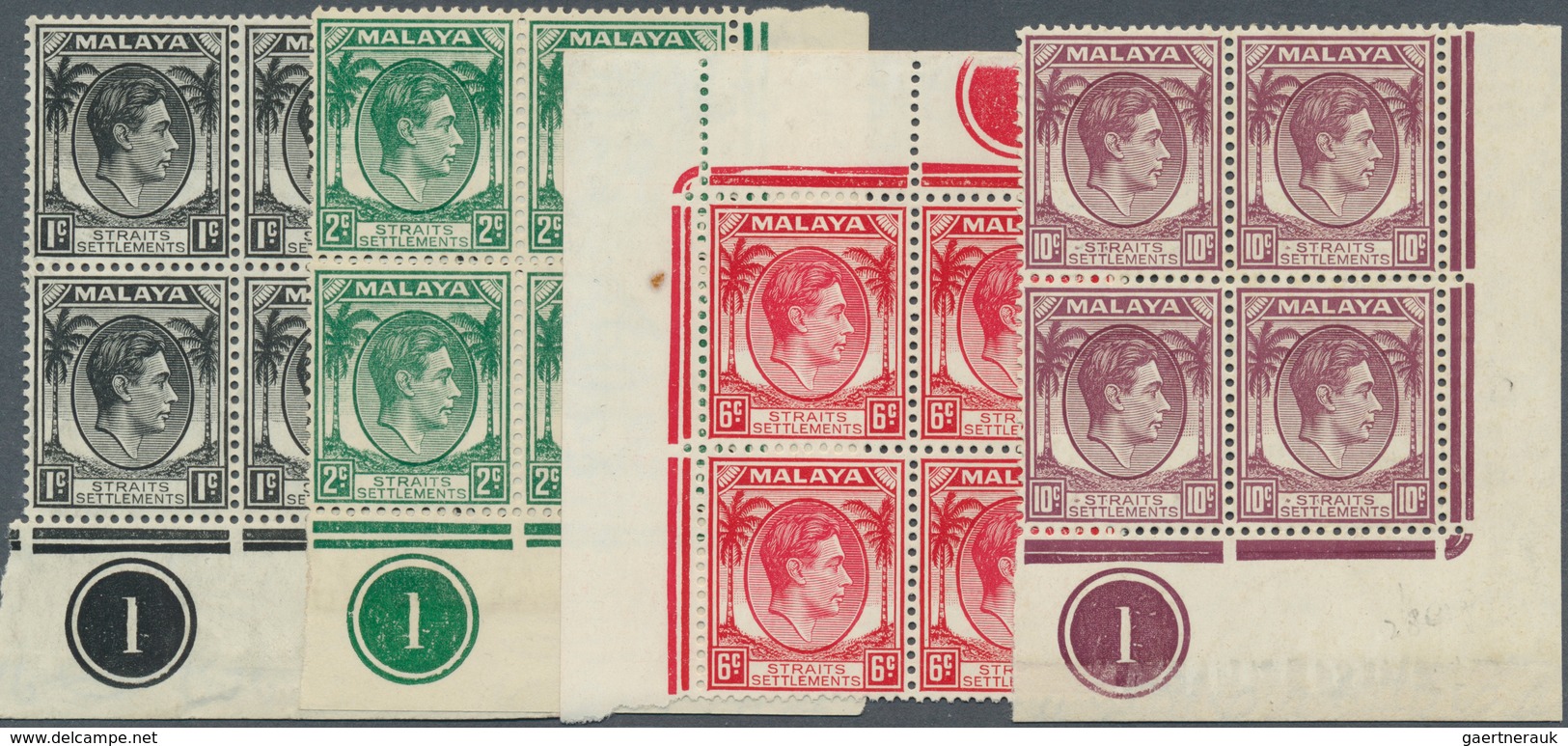 05468 Malaiische Staaten - Straits Settlements: 1937/1938, KGVI Definitives Eight Different Values (1c. Bl - Straits Settlements