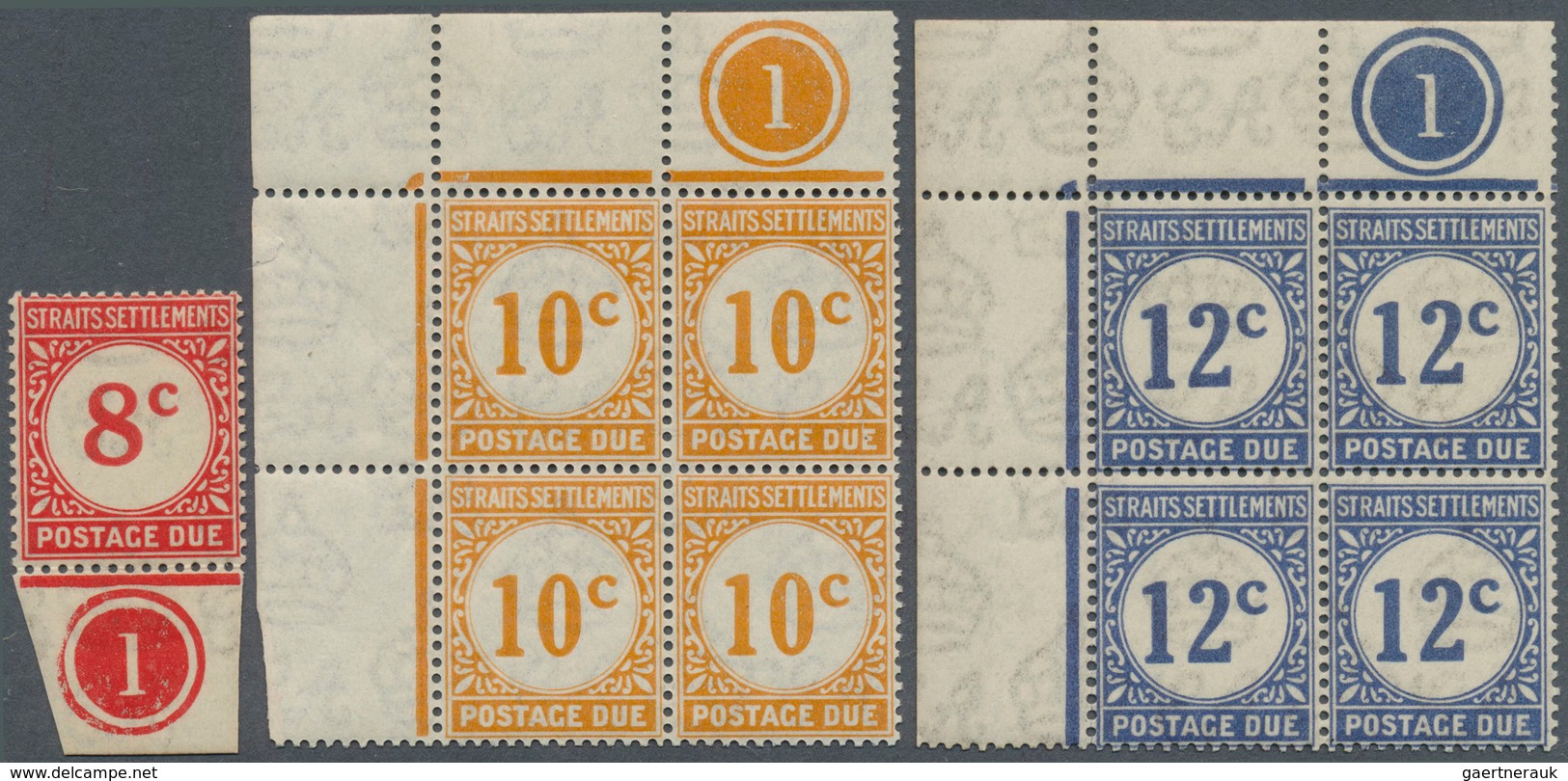 05544 Malaiische Staaten - Straits Settlements - Portomarken: 1924/1926, Postage Dues Complete Set From Ma - Straits Settlements