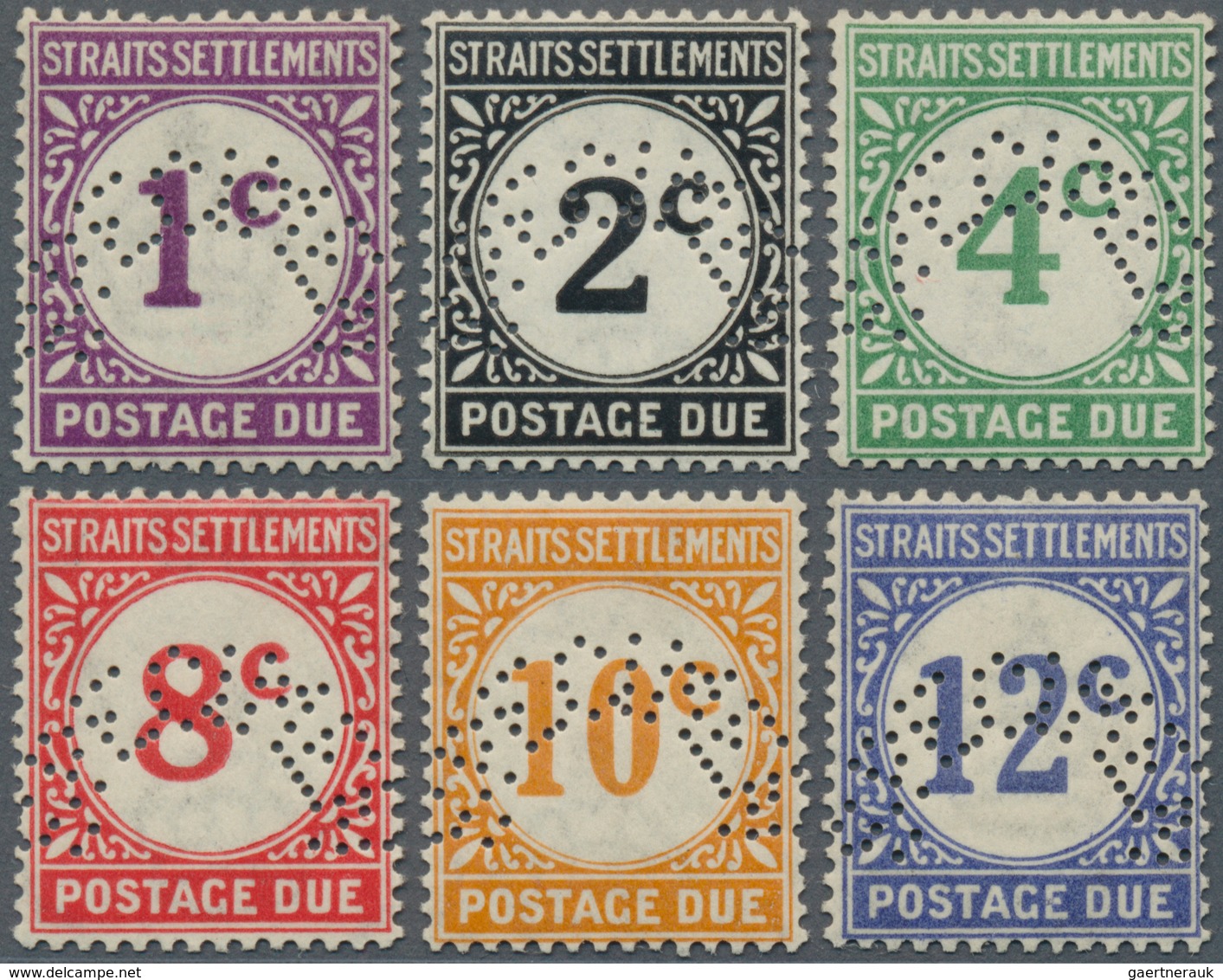 05545 Malaiische Staaten - Straits Settlements - Portomarken: 1924-26 Postage Dues Complete Set Of Six Eac - Straits Settlements