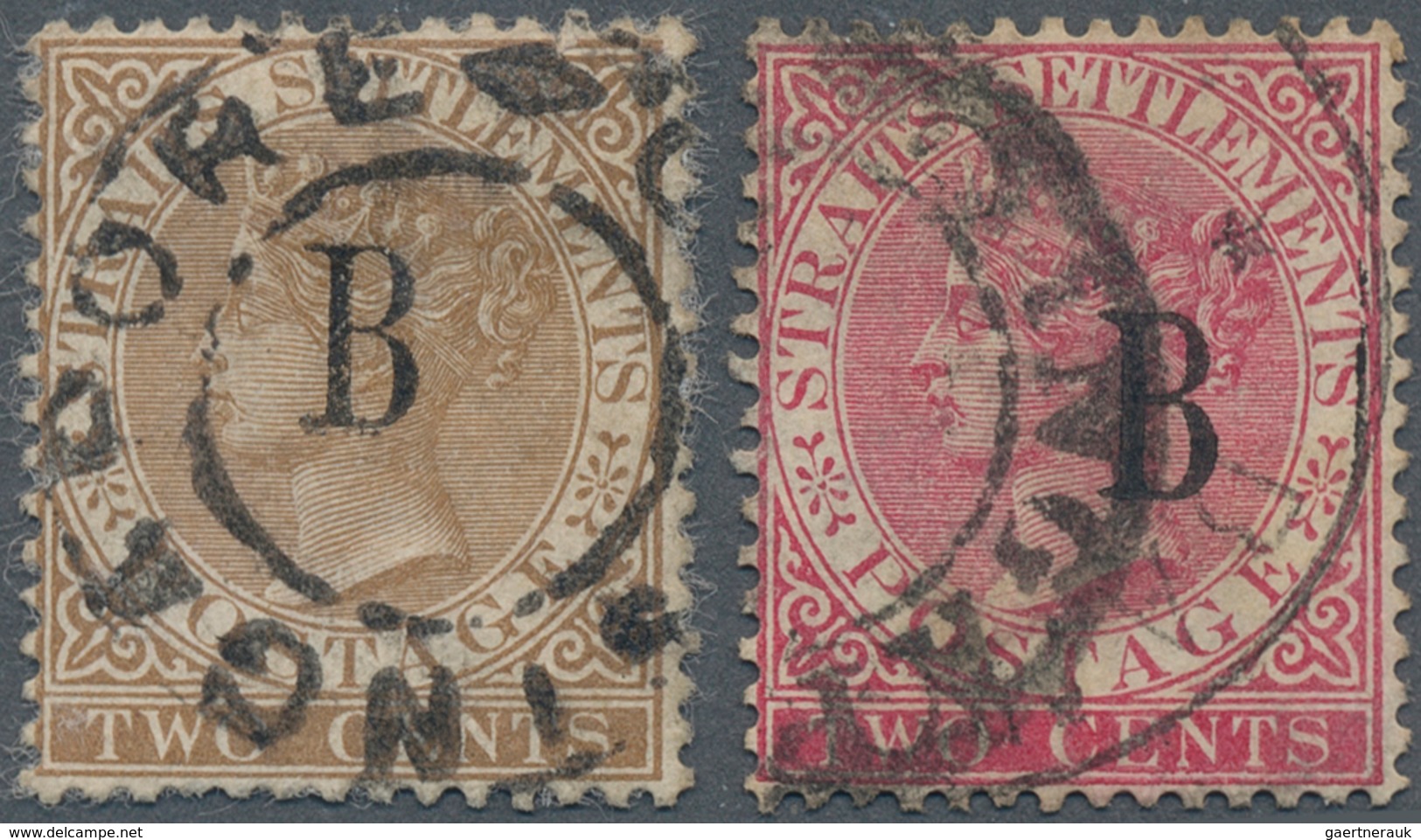 05547 Malaiische Staaten - Straits Settlements - Post In Bangkok: 1883-85 Straits 2c. Brown And 2c. Rose, - Straits Settlements