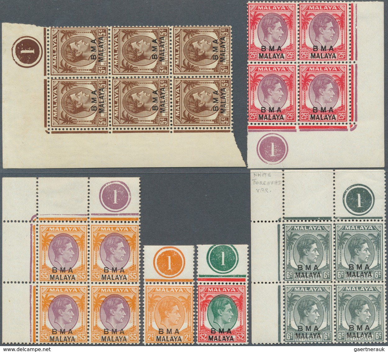 05618 Malaiische Staaten - Britische Militärverwaltung: 1945/1948, KGVI Overprints 1c. - $5, Group Of 17 C - Malaya (British Military Administration)