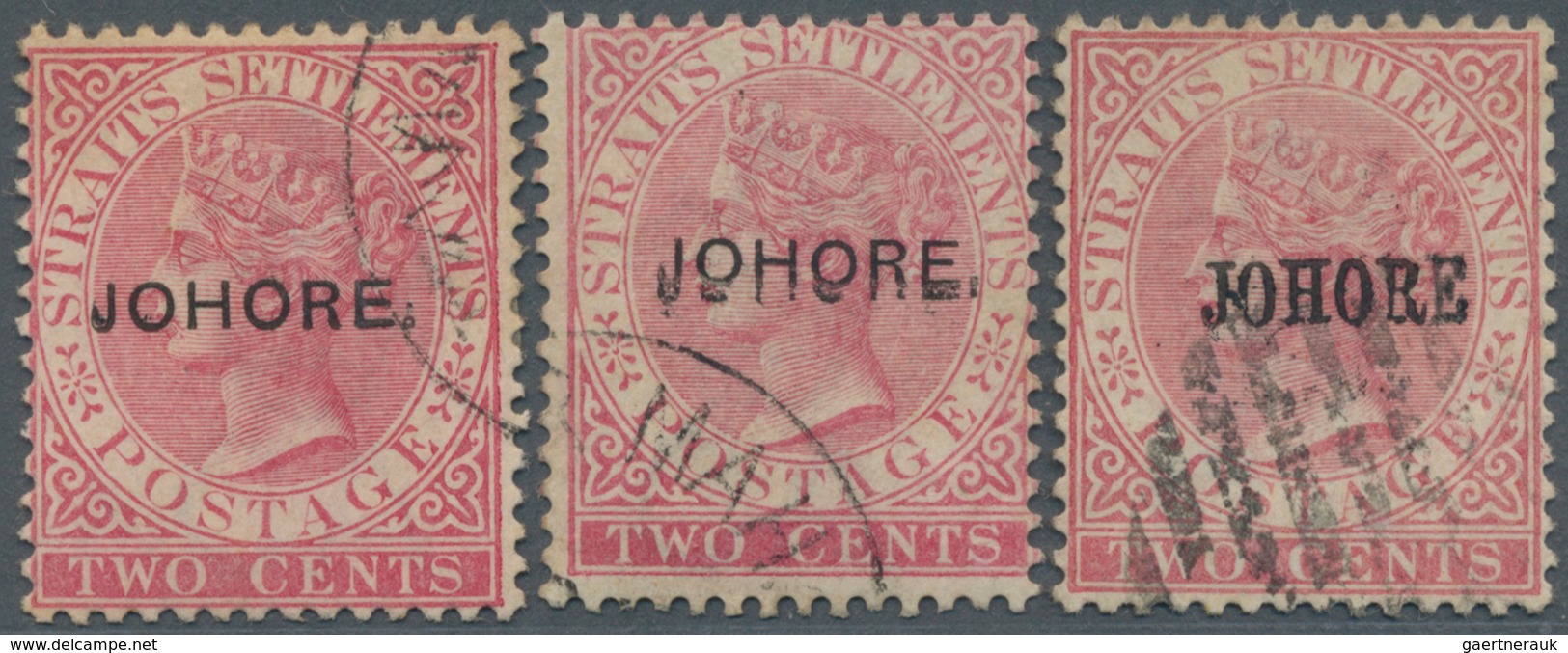 05634 Malaiische Staaten - Johor: 1885/1886, Straits Settlements QV 2c. Pale Rose With Opt. 'JOHORE' In Ty - Johore