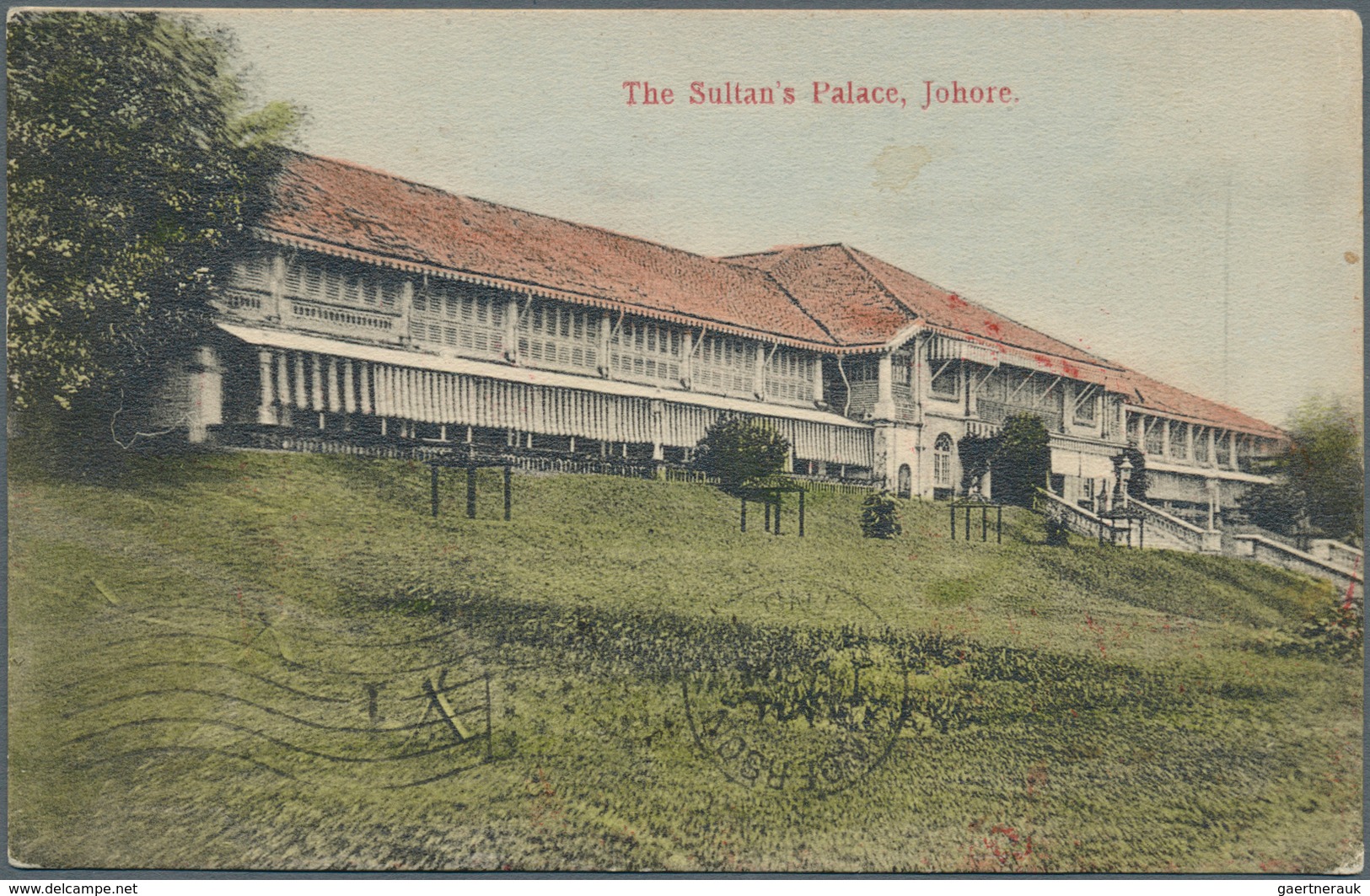 05647 Malaiische Staaten - Johor: 1904, 3 C Purple/olive-black, Single Franking On Ppc "The Sultan's Palac - Johore