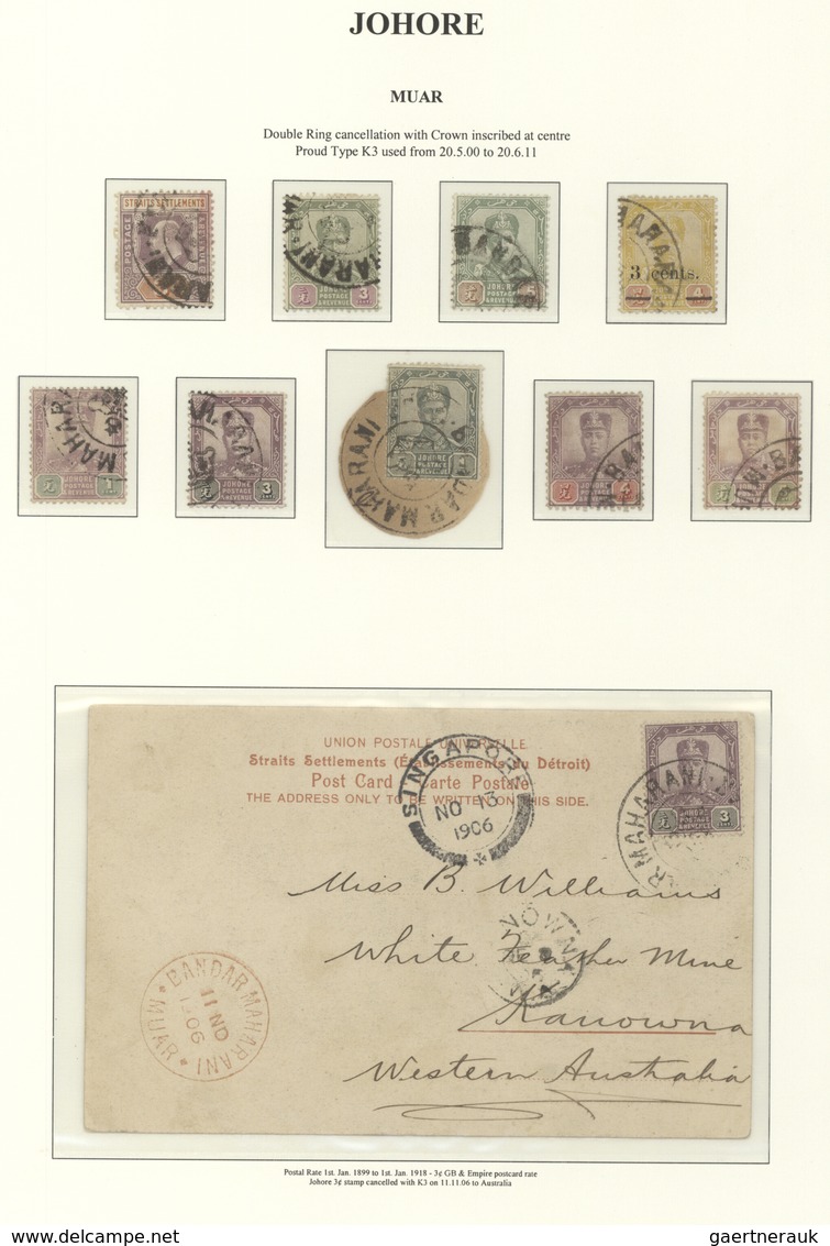 05652 Malaiische Staaten - Johor: 1906, MUAR: Sultan Sir Ibrahim 3c. Purple/olive-black Single Use On Pict - Johore