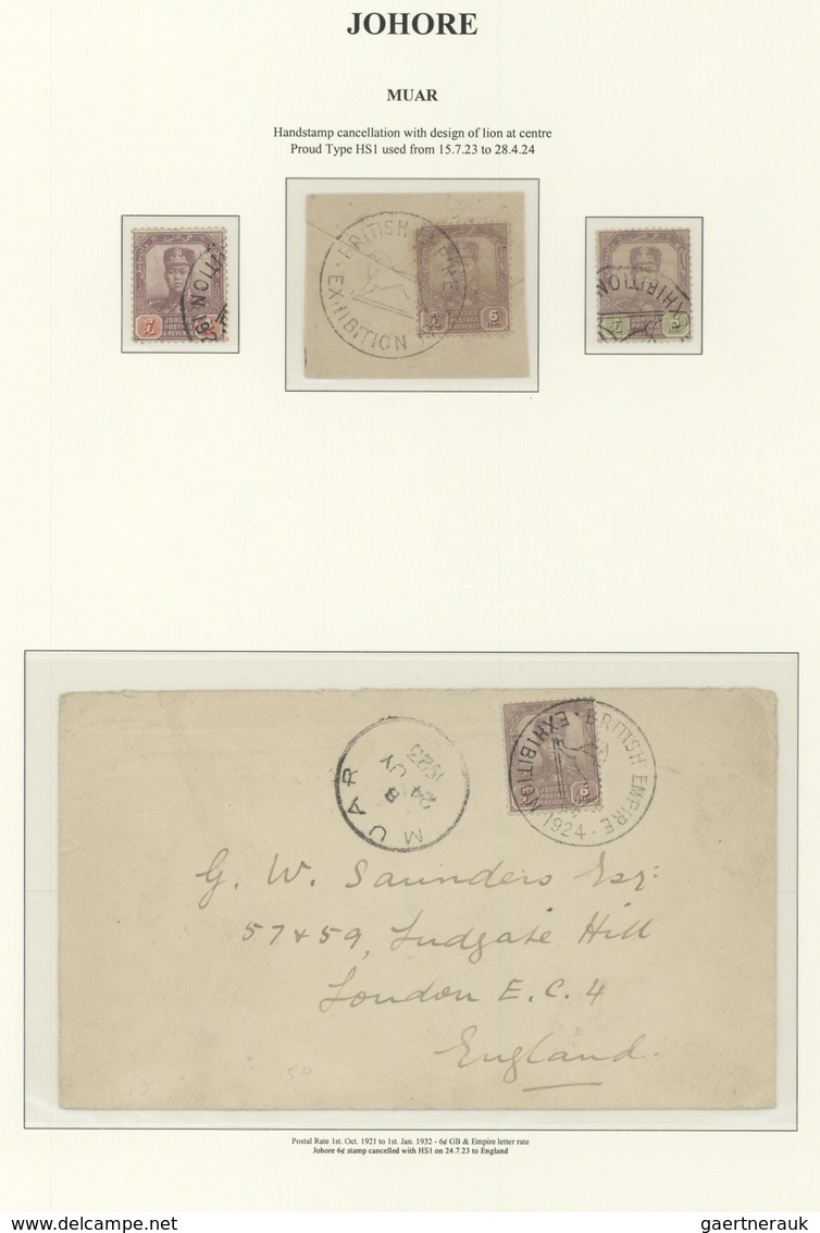 05681 Malaiische Staaten - Johor: 1924, MUAR: Sultan Sir Ibrahim 6c. Purple/claret Single Use On Cover Wit - Johore