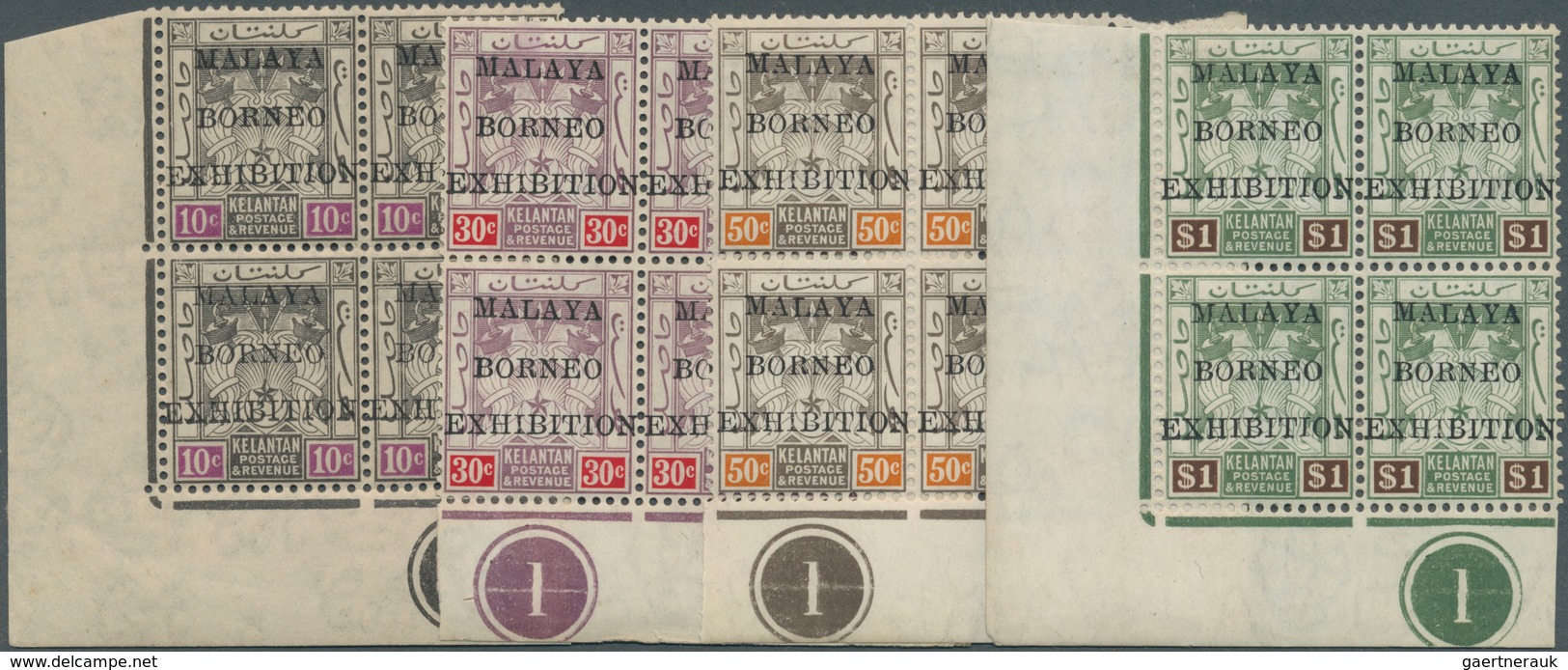 05979 Malaiische Staaten - Kelantan: 1922, Malaya-Borneo Exhibition Four Different Values (10c., 30c., 50c - Kelantan