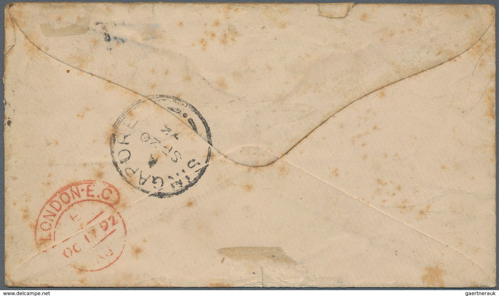 06037 Malaiische Staaten - Malakka: 1892 Cover To London Franked Straits 1883 5c. Blue Tied By Numeral "B/ - Malacca