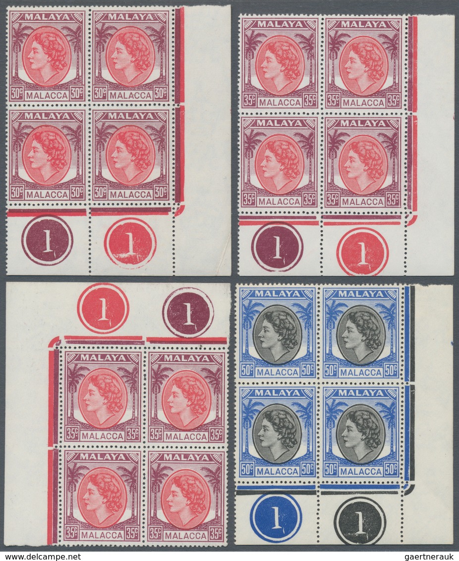 06085 Malaiische Staaten - Malakka: 1954, QEII, 2c., 4c., 6c., 8c., 10c., 12c., 30c., 35c. And 50c., Ten M - Malacca