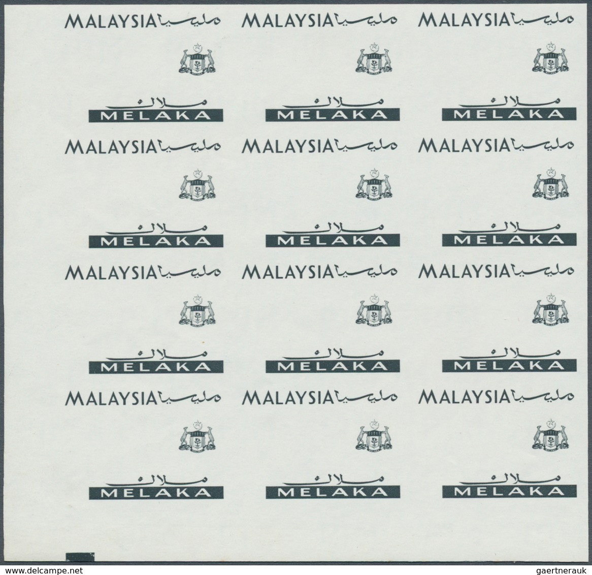 06087 Malaiische Staaten - Malakka: 1965, Orchids Imperforate PROOF Block Of Twelve With Black Printing On - Malacca