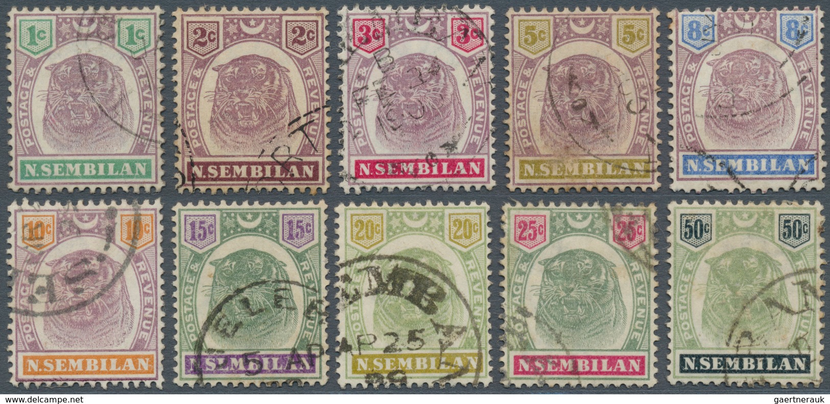 06094 Malaiische Staaten - Negri Sembilan: 1895/1899, Tiger Head Definitives Complete Set Of Ten, Fine Use - Negri Sembilan