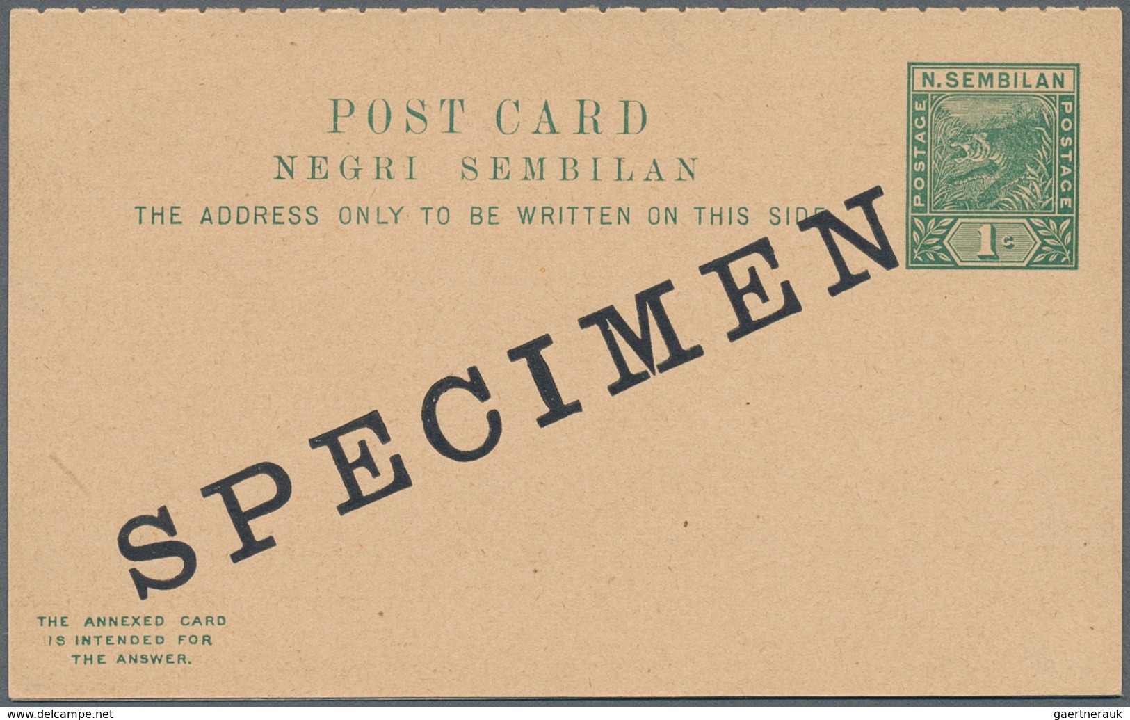 06096 Malaiische Staaten - Negri Sembilan: 1897, 2 C Green Postal Stationery Card And 2 C / 2 C Green Post - Negri Sembilan