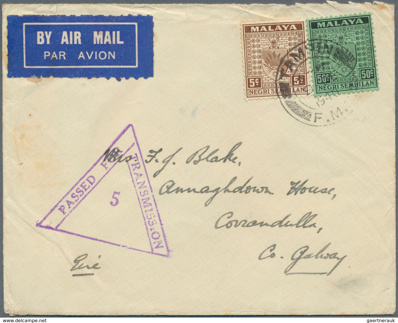 06123 Malaiische Staaten - Negri Sembilan: 1931/1940, TAMPIN: Federated Malay States Two Covers Bearing Di - Negri Sembilan