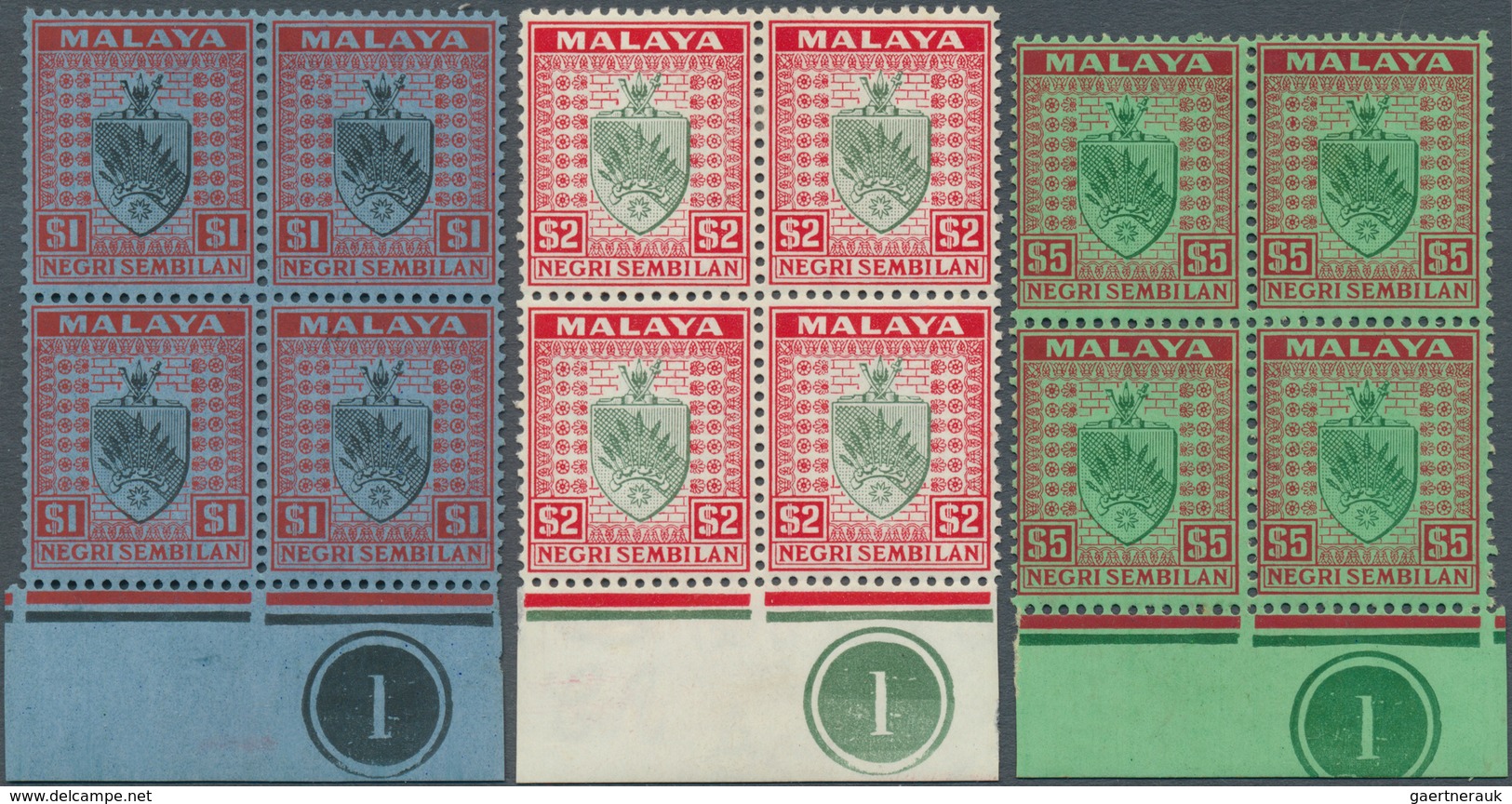 06133 Malaiische Staaten - Negri Sembilan: 1935/1941, Arms Of Negri Sembilan Definitives 16 Different Valu - Negri Sembilan