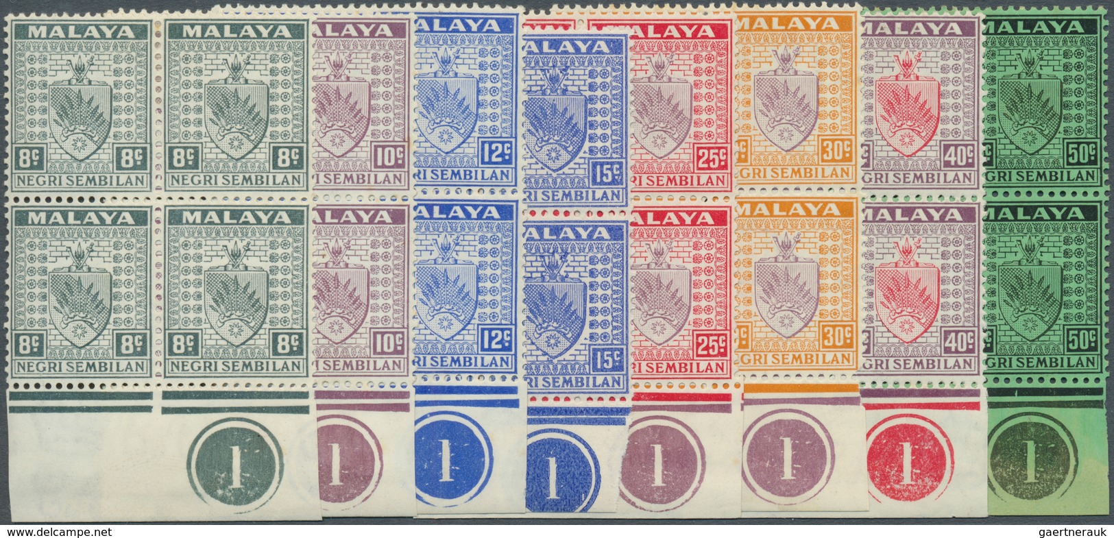 06133 Malaiische Staaten - Negri Sembilan: 1935/1941, Arms Of Negri Sembilan Definitives 16 Different Valu - Negri Sembilan